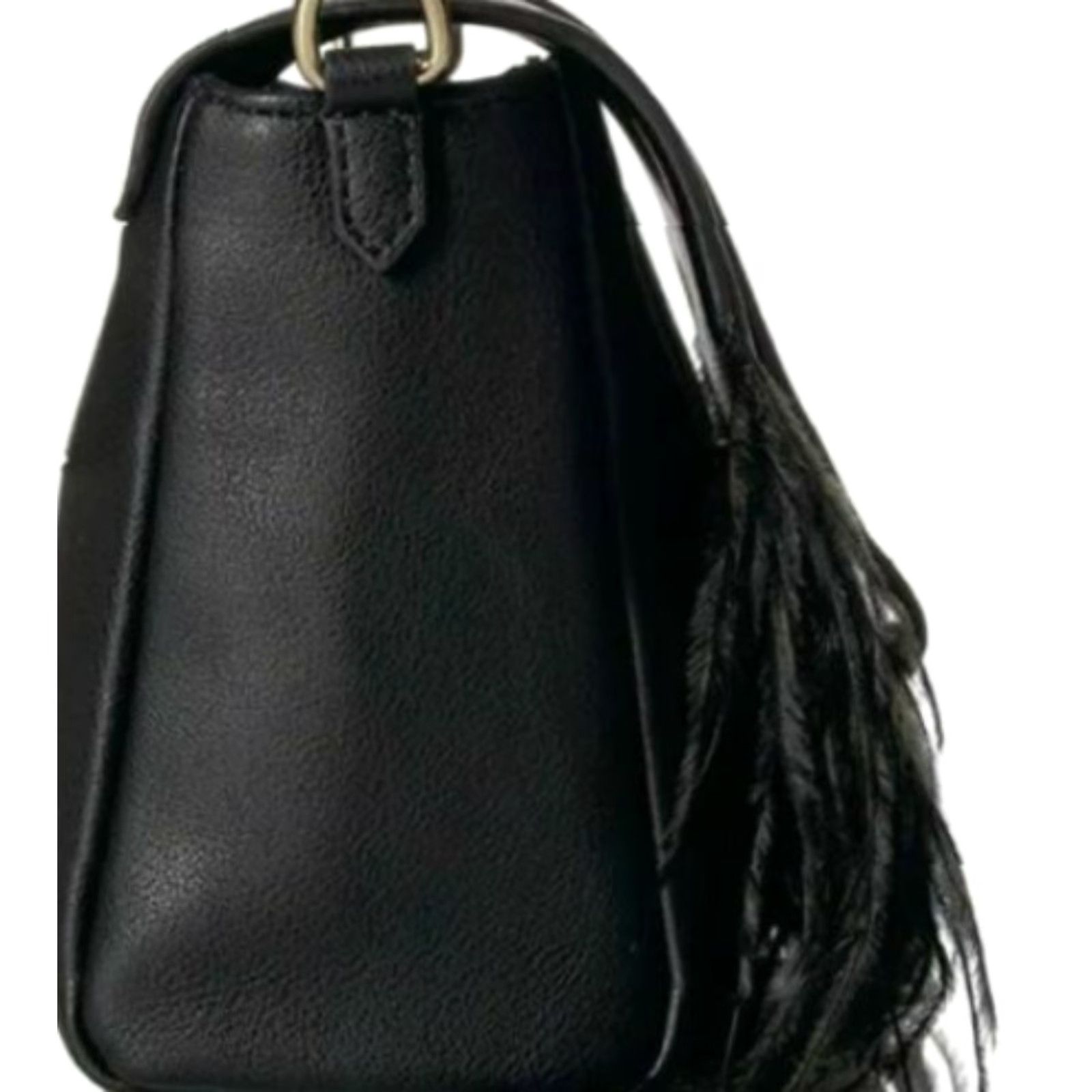 Vintage The Fix Courtney O Ring Feather Cross-Body Bag Chain strap Black Cocktail NWT9 Size ONE SIZE - 3 Thumbnail