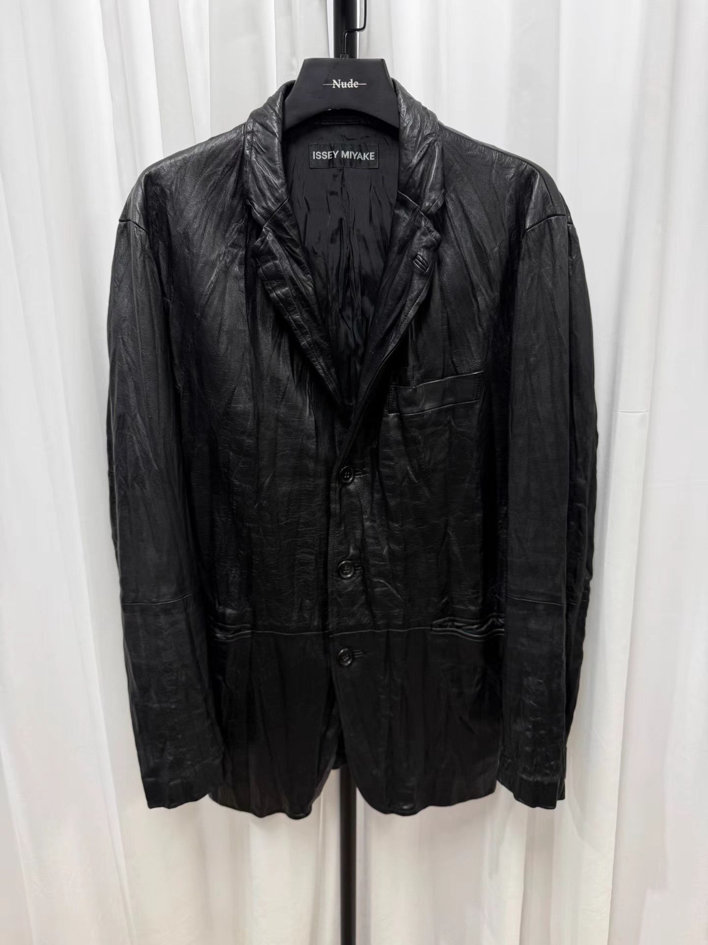 Issey Miyake ISSEY MIYAKE Leather Pleated Oversized Jacket K20 Size US L / EU 52-54 / 3 - 1 Thumbnail