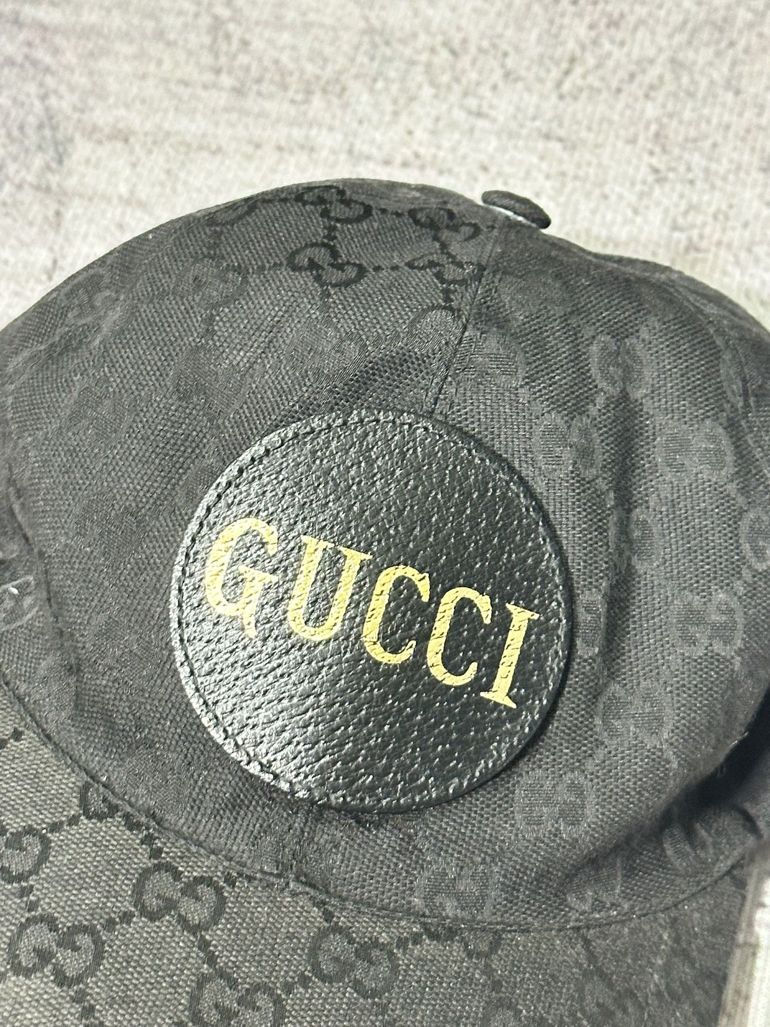Gucci Gucci Hat GG Monogram Leather Patch Logo Black Size ONE SIZE - 4 Thumbnail