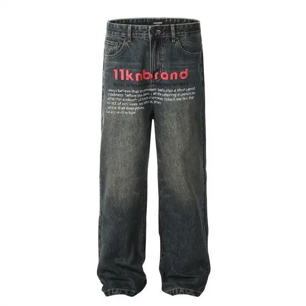 Japanese Brand Washed distressed loose casual straight-leg printed jeans Size US 32 / EU 48 - 1 Thumbnail