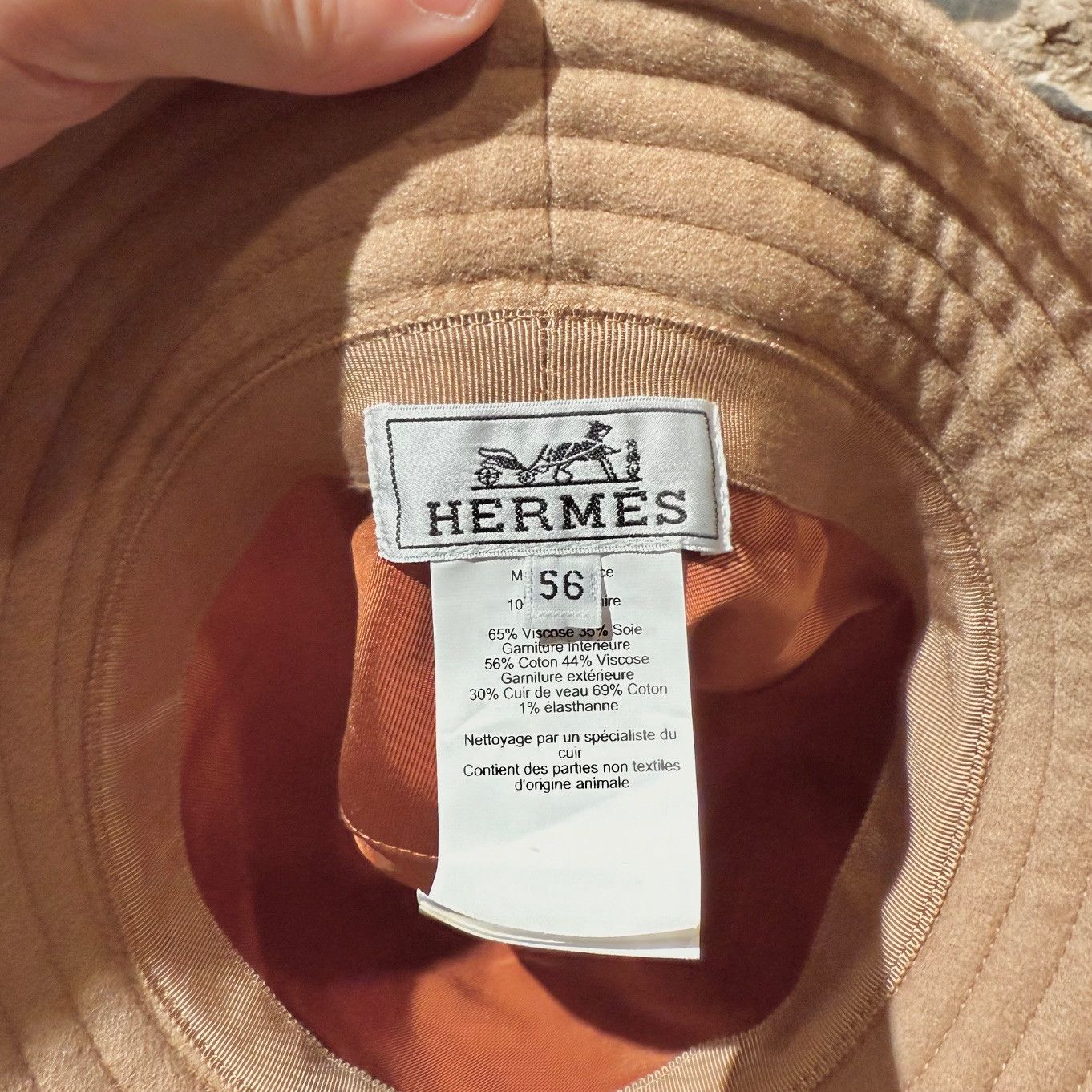 Hermes Hermès Harper H Sellier Beige Cashmere Bucket Hat - MEDIUM Size ONE SIZE - 10 Thumbnail