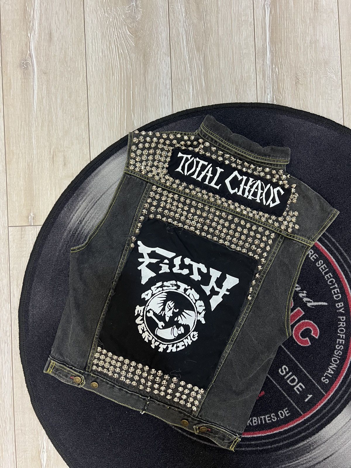 Black Metal punk denim vest battle vest