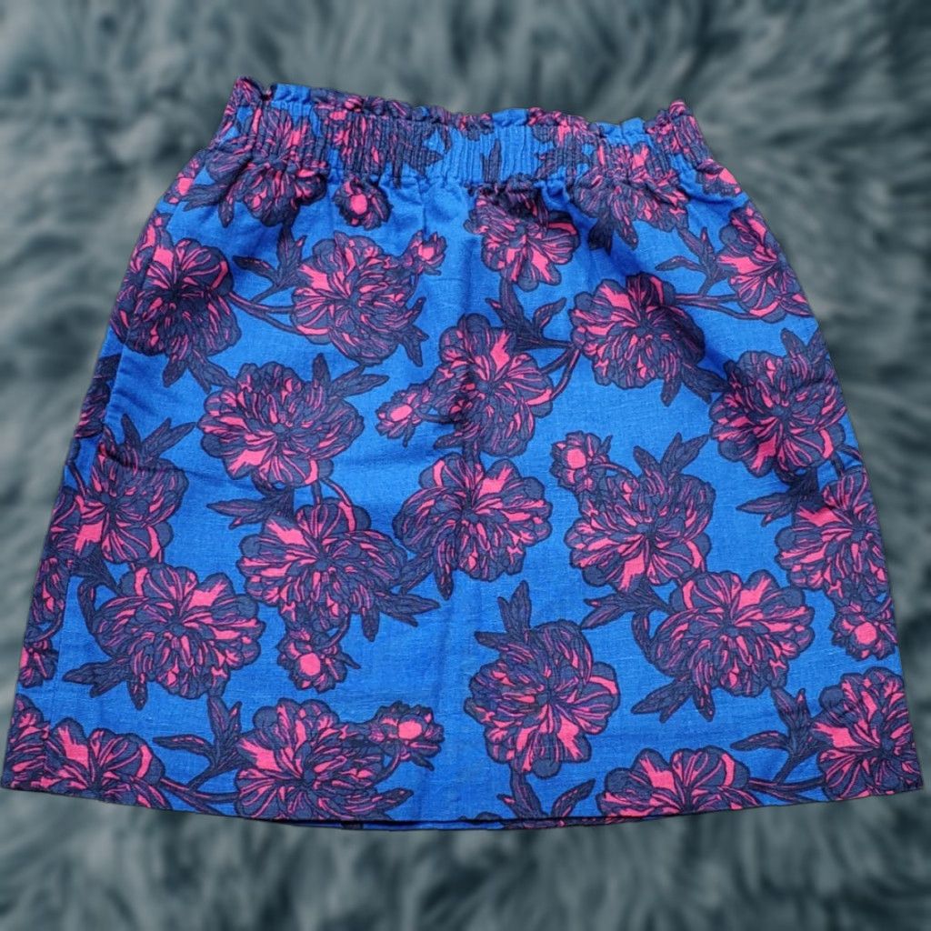 J.Crew J.CREW Mini Skirt Womens Size 00 Multicolor Floral Linen Stretch Elastic Waist Skirt Womens Size 00 Multicolor Floral Linen Stretch Elastic Waist Size 24" / US 00 / IT 34 - 1 Thumbnail