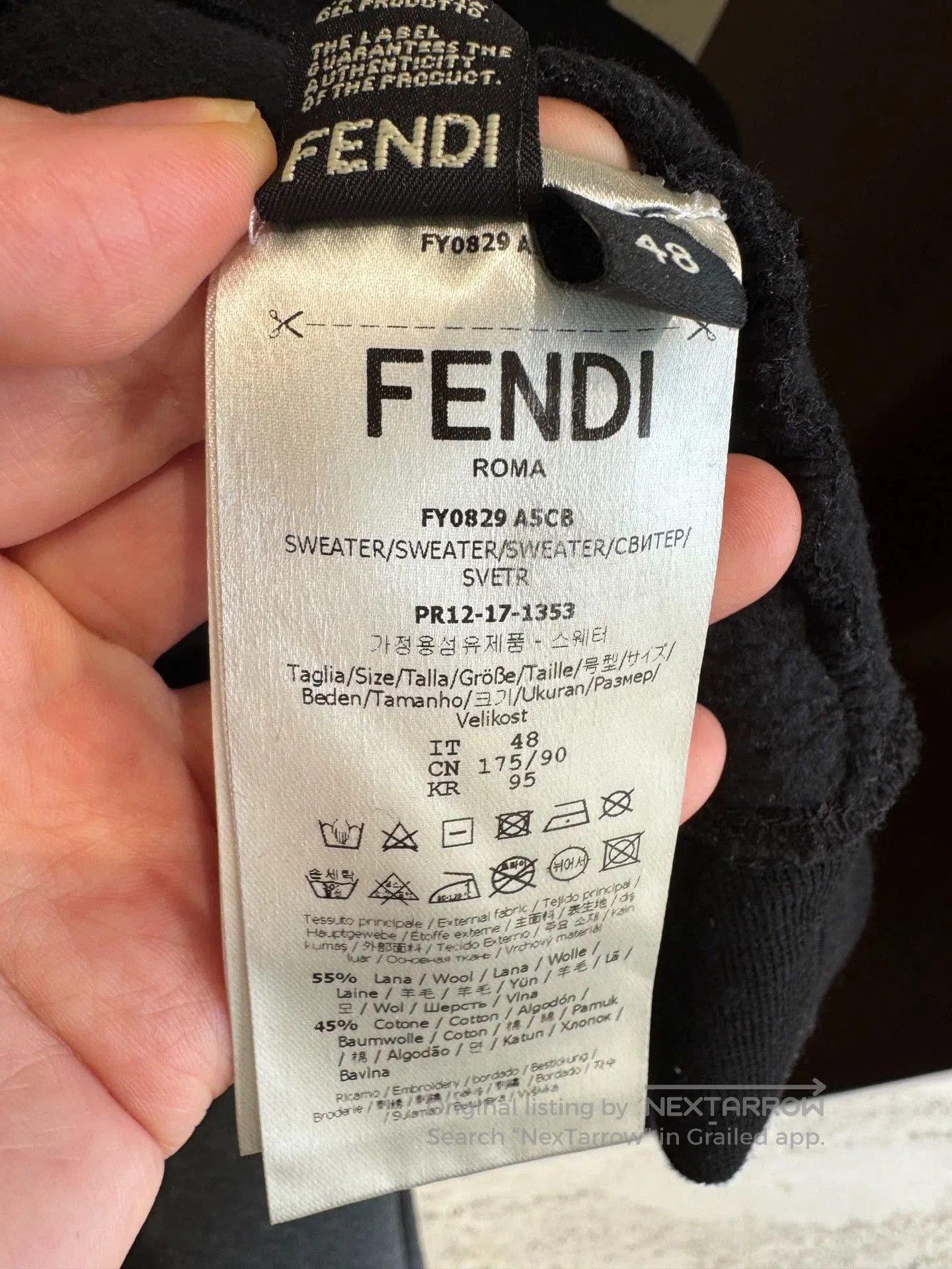 Fendi FENDI Men's Round Neck Sweatshirt. Size US L / EU 52-54 / 3 - 7 Thumbnail