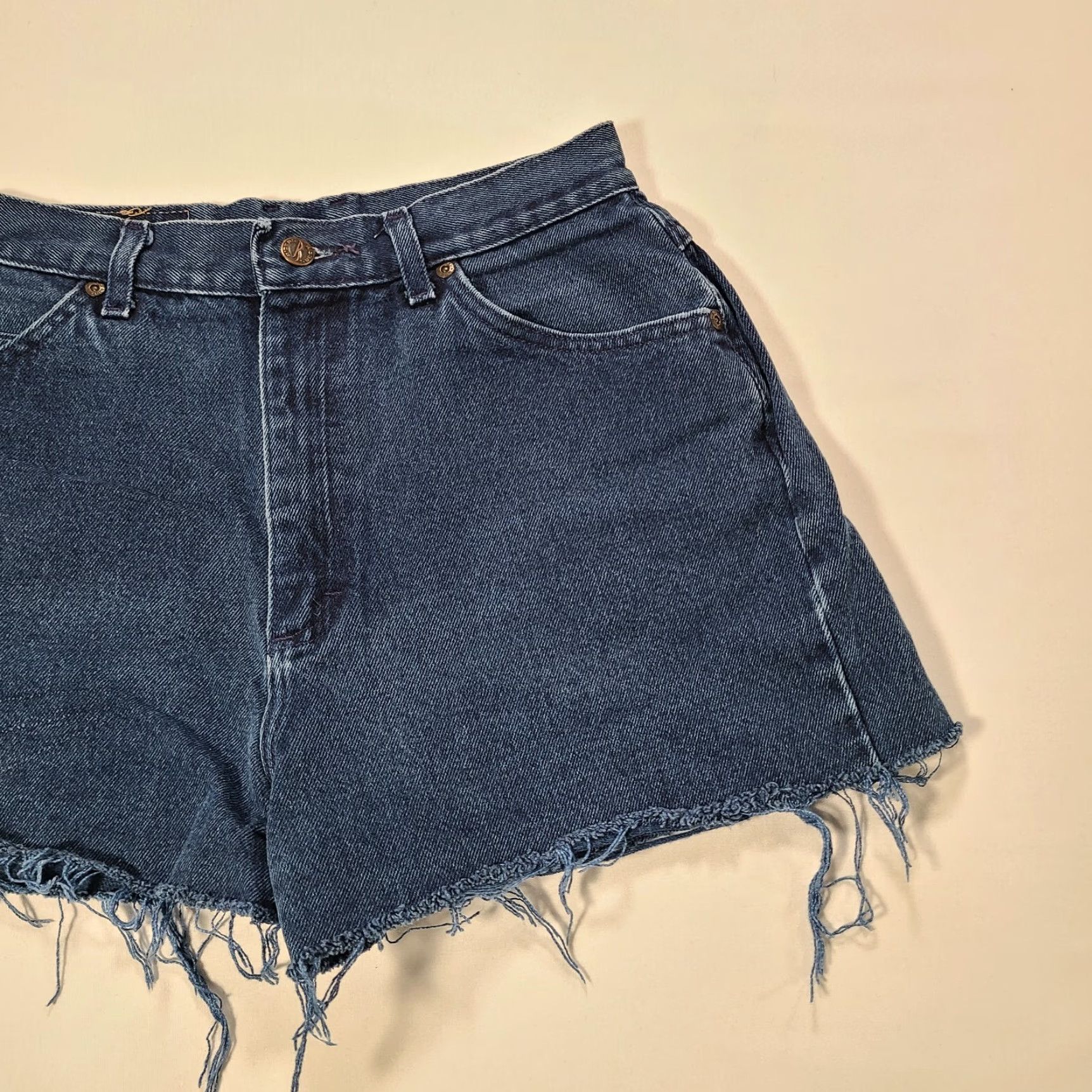Vintage Riders Denim Shorts Womens 6 Blue Cut-Off High Rise Pocket Zipper Closure Dark Wash Denim (5-Pocket) Casual Size 27" / US 4 / IT 40 - 4 Thumbnail