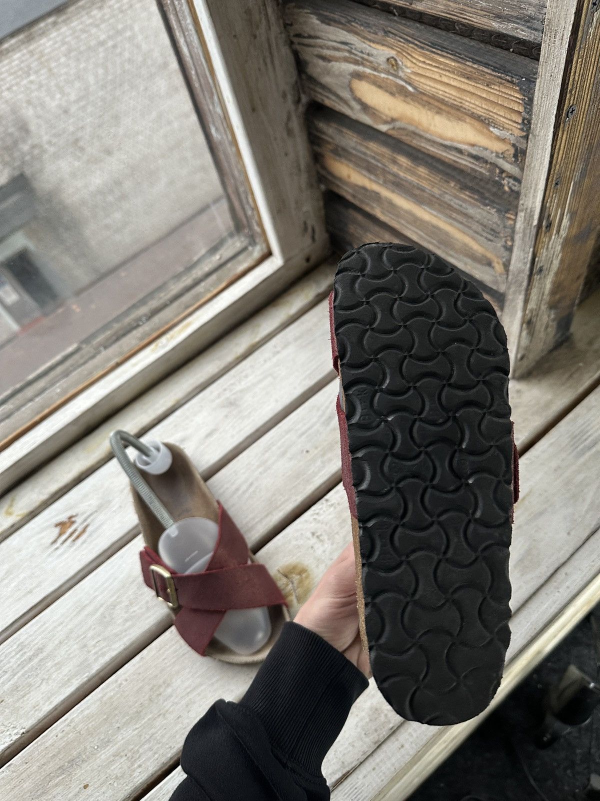 Birkenstock 🚨Vintage Birkenstock 38 dark red Luxe Sandals rare slides Size US 8 / IT 38 - 10 Thumbnail