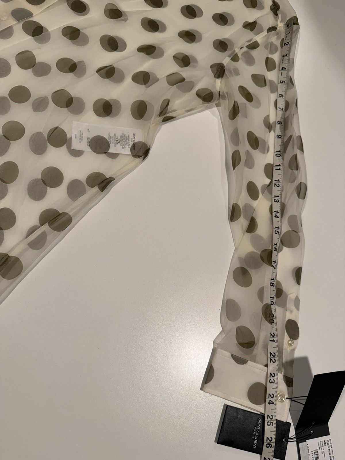 Saint Laurent Paris Saint laurent sheer transparent silk shirt. 40/15.5. $2100 Size US M / EU 48-50 / 2 - 6 Thumbnail
