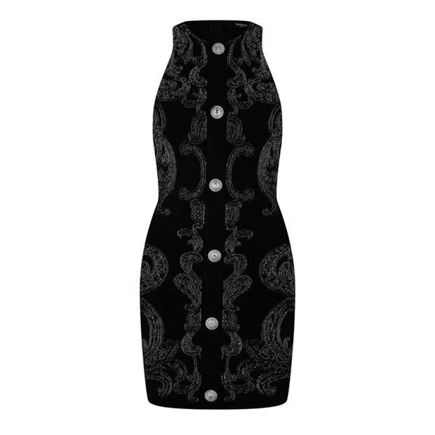 Balmain o1g2r1mq0924 Mini Dress in Noir & Argent Size M / US 6-8 / IT 42-44 - 5 Thumbnail