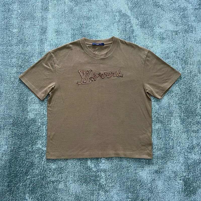 Louis Vuitton Louis Vuitton Brown Embroidered Logo T-Shirt 0089 Size US L / EU 52-54 / 3 - 1 Thumbnail