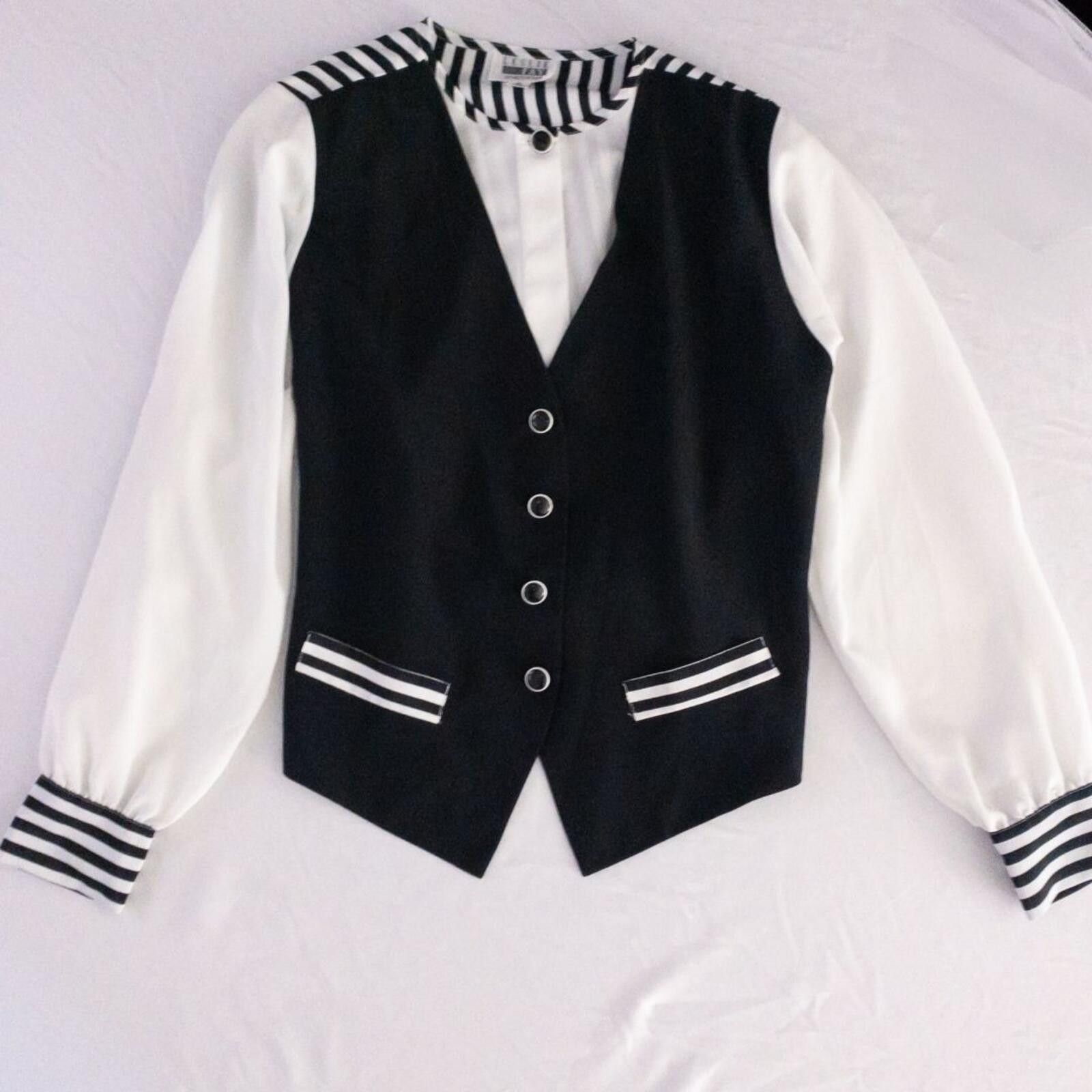 Other Leslie Fay Vintage White Striped Blouse Womens 12 Large Size XL / US 12-14 / IT 48-50 - 11 Thumbnail