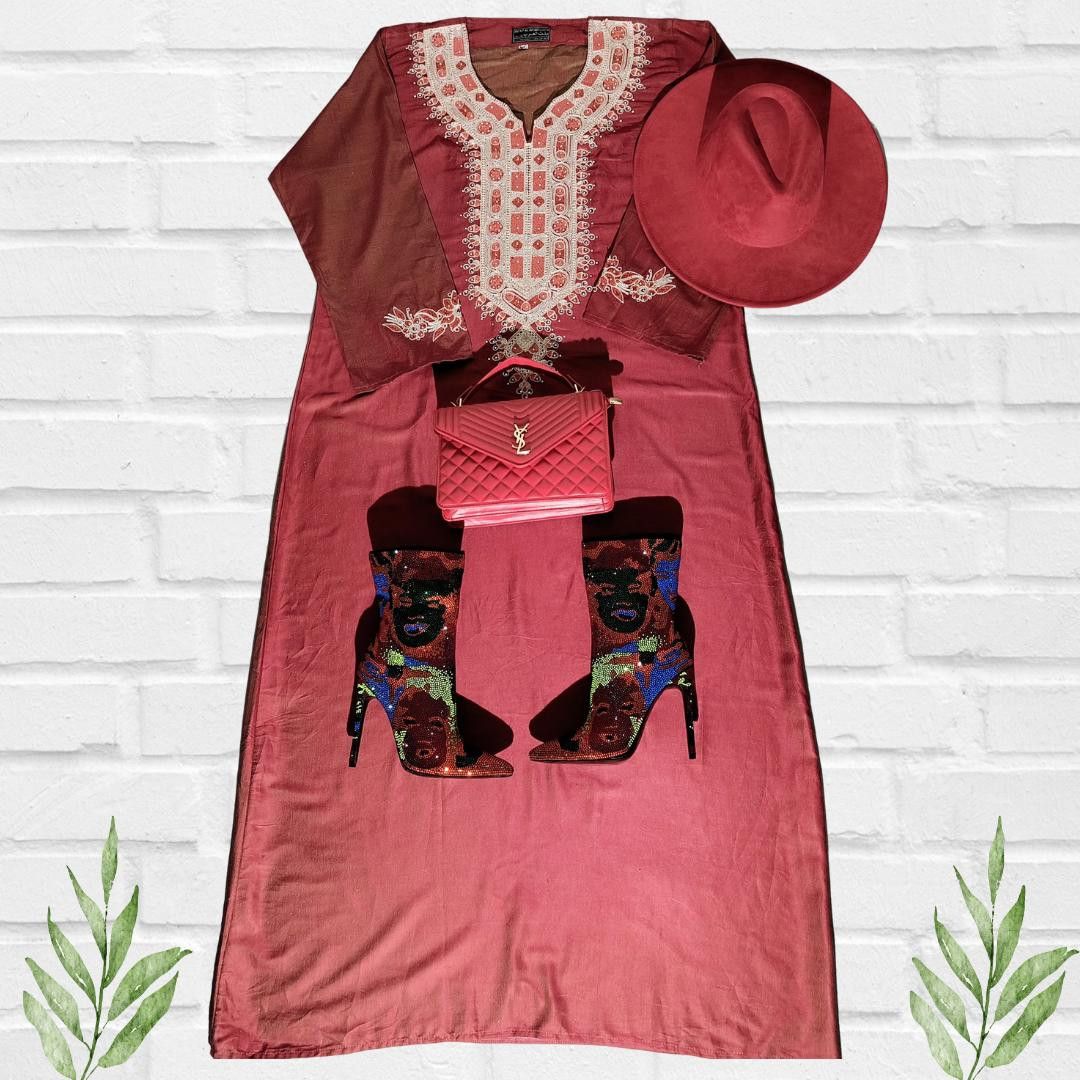 Designer Vintage Style Embroidered Kaftan Cotton Dress Size M Size M / US 6-8 / IT 42-44 - 1 Thumbnail