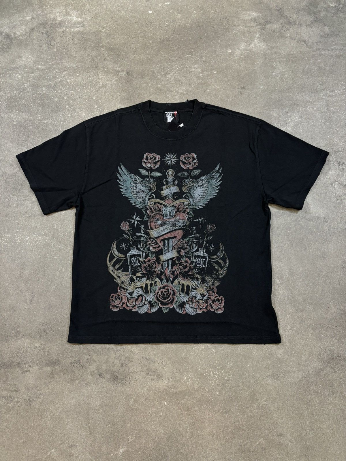 Vintage Warman Gothic Sacred Heart & Wings Graphic T-Shirt, Black Size US S / EU 44-46 / 1 - 1 Thumbnail