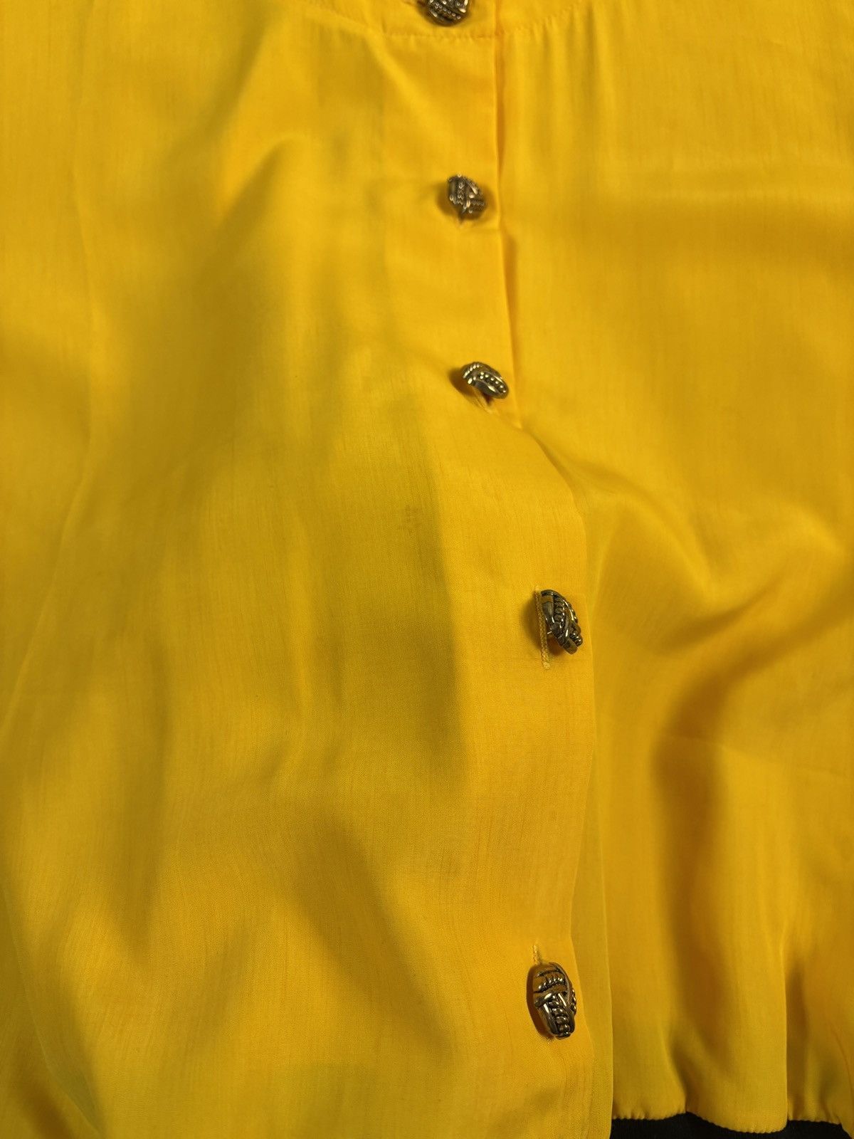 Marks & Spencer × Vintage 1980s Vintage St. Michaels Short Sleeve Blouse Elastic Poly Size XXL / US 16-18 / IT 52-54 - 5 Thumbnail
