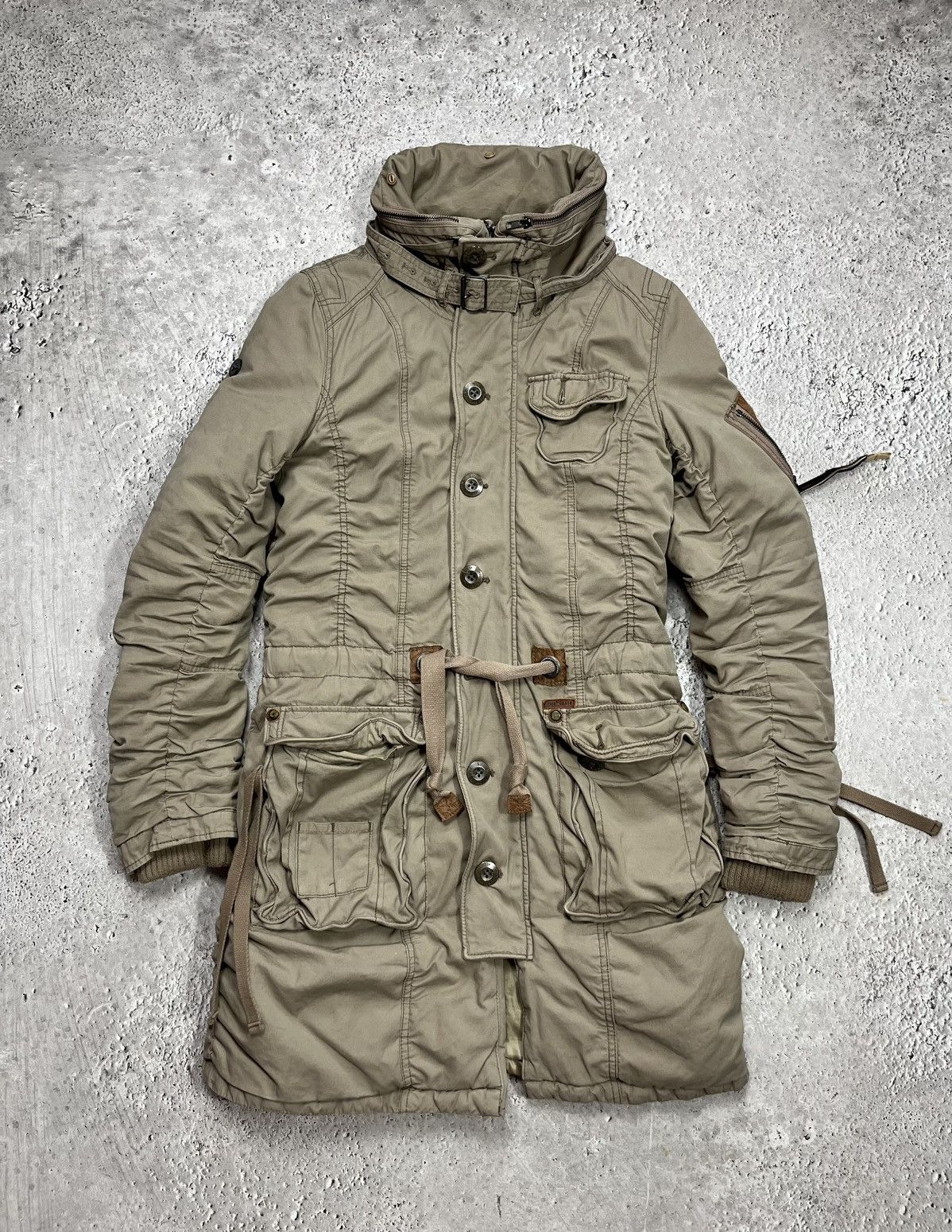 khujo Khujo Women’s Khaki Military Cargo Parka Jacket Coat Size L Size S / US 4 / IT 40 - 1 Thumbnail