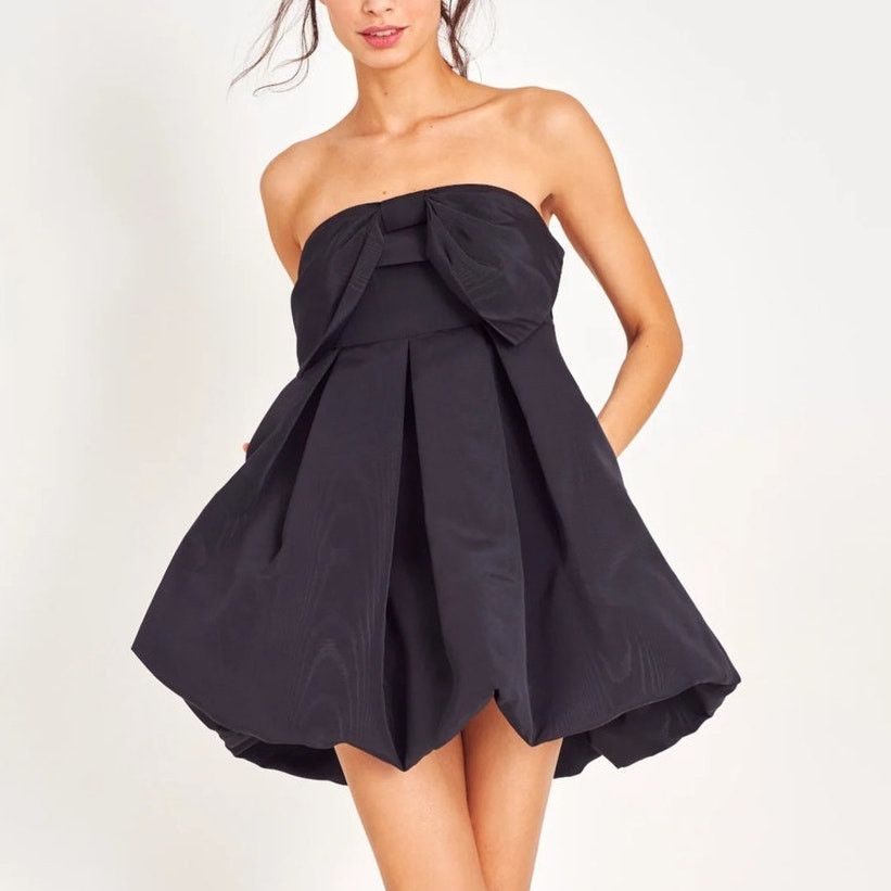 LoveShackFancy LoveShackFancy Kerrigan Bow Top Strapless Minidress black 12 Size XL / US 12-14 / IT 48-50 - 1 Thumbnail