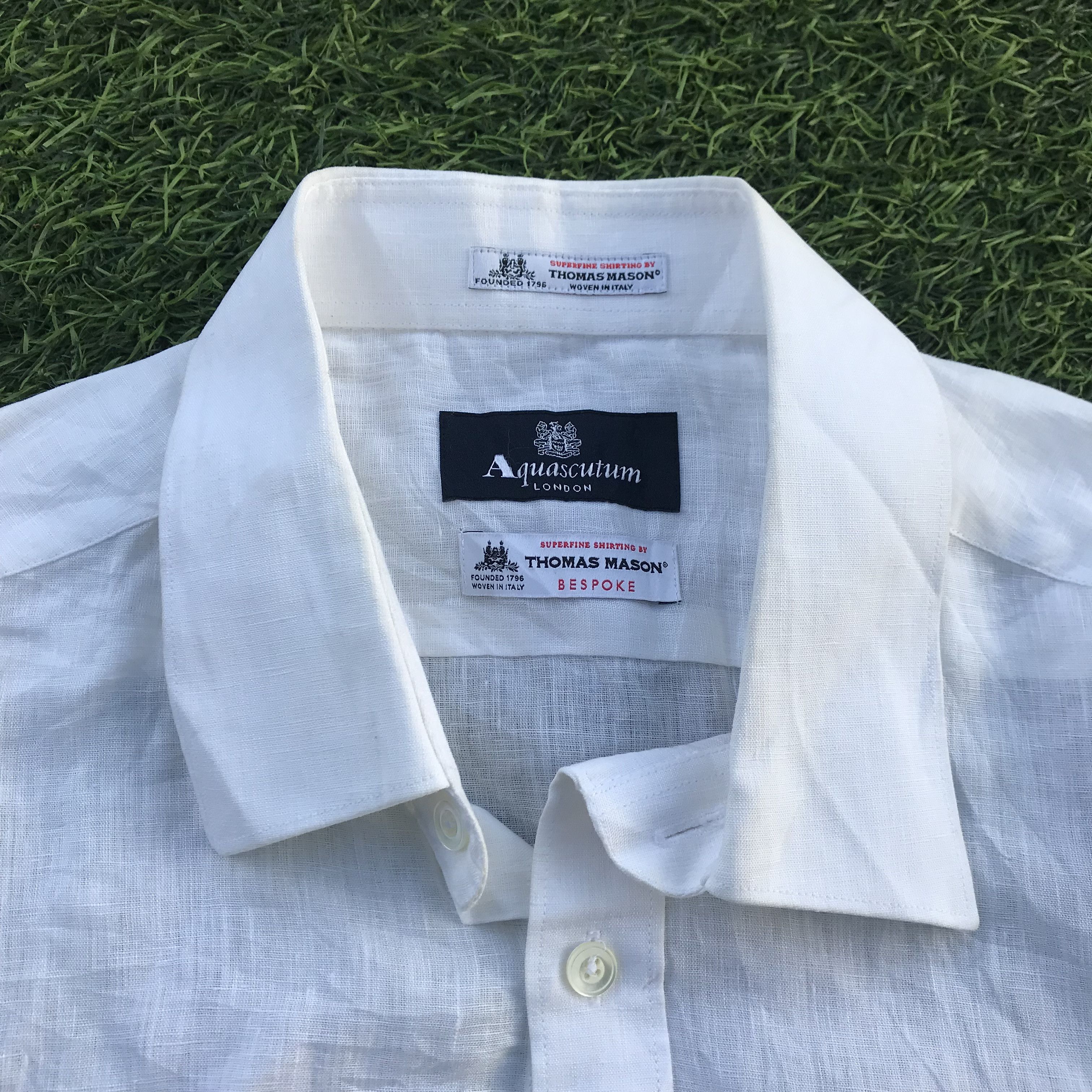 Aquascutum Aquascutum of london x Thomas Mason bespoke White Shirts Size US L / EU 52-54 / 3 - 3 Thumbnail