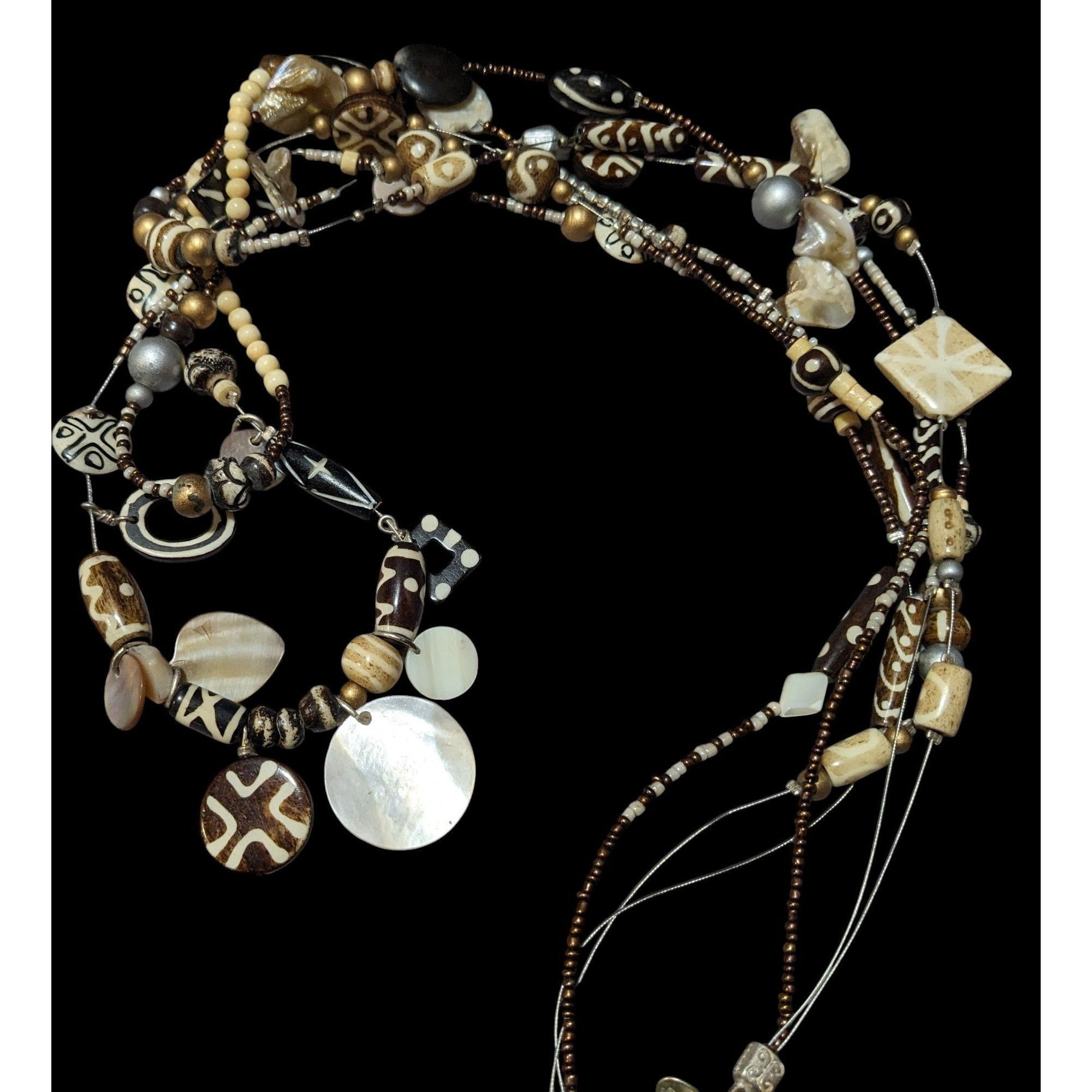 Chicos Chico's Multilayer Tribal Mixed Media Beaded Necklace Size ONE SIZE - 1 Thumbnail