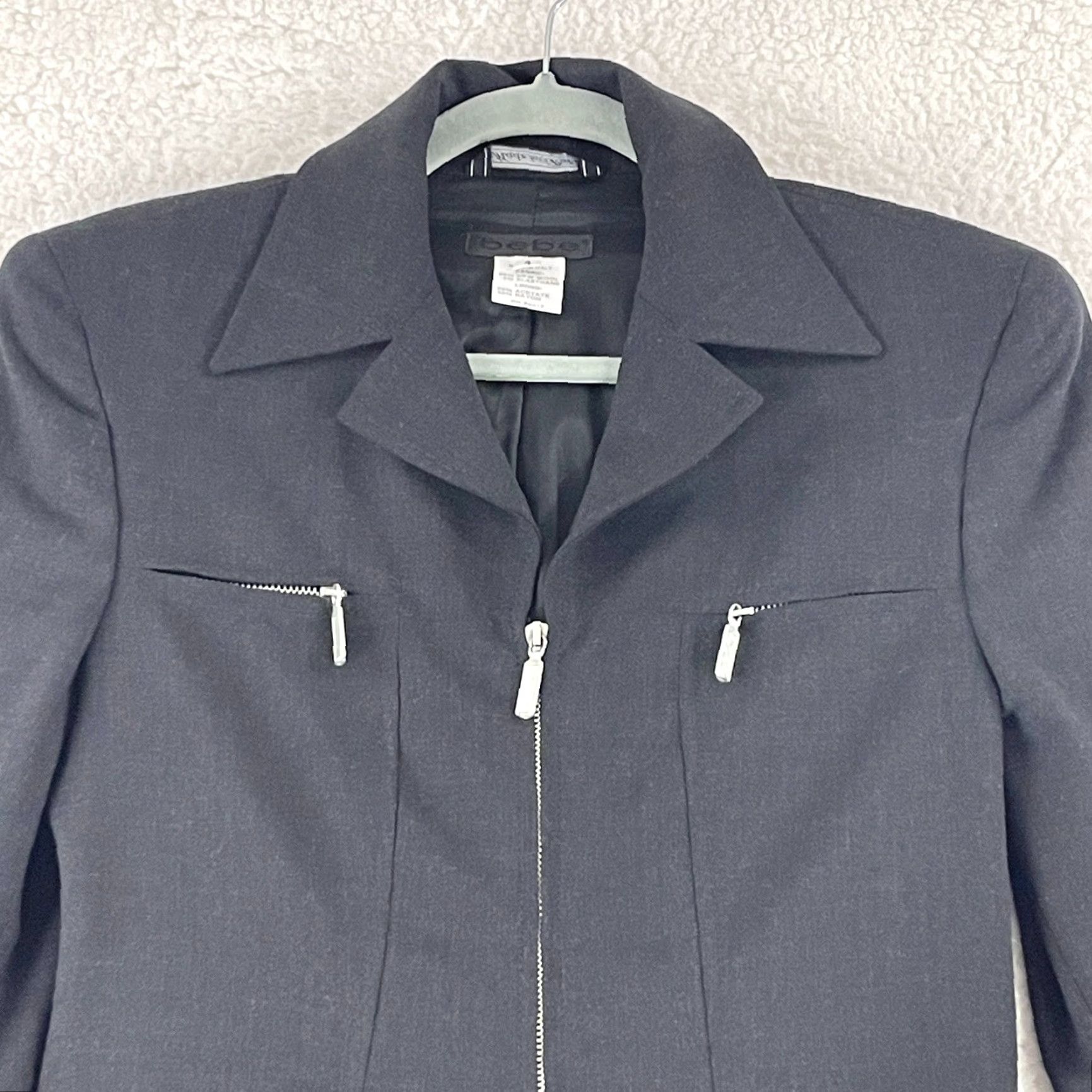 Bebe Bebe Gray Zip Up Wool Blend Jacket Womens Size 4 Long Sleeve Made in Italy Vintage Size S / US 4 / IT 40 - 3 Thumbnail