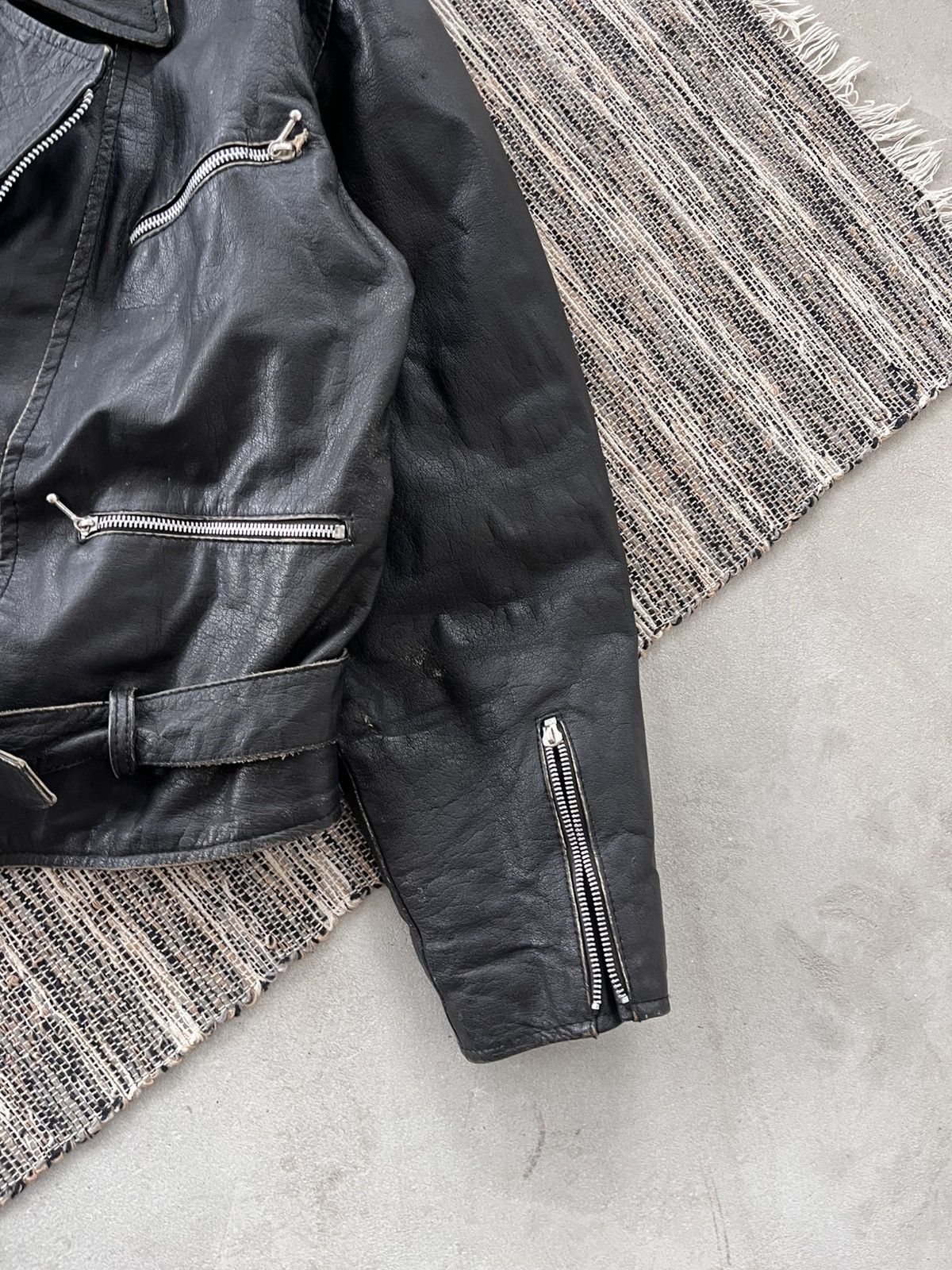 Harley Davidson Vintage Biker Faded Black Leather Moto Jacket Avantgarde Size US M / EU 48-50 / 2 - 6 Thumbnail