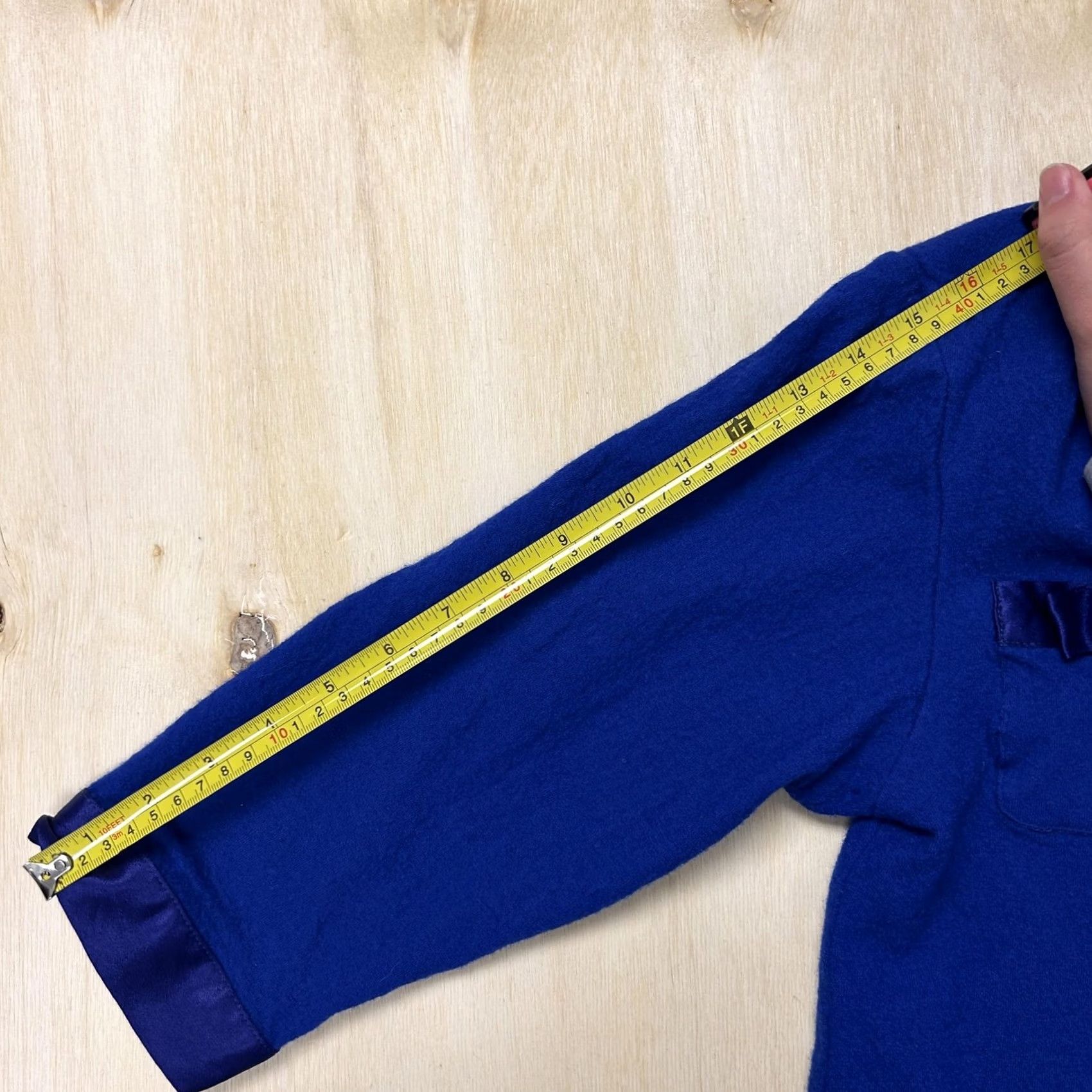 Vintage VINTAGE Carole Little Cardigan Women's 10 Blue Wool Rayon V-Neck Satin Bow Trim Cardigan Sweater 3/4 Sleeve" Size L / US 10 / IT 46 - 5 Thumbnail