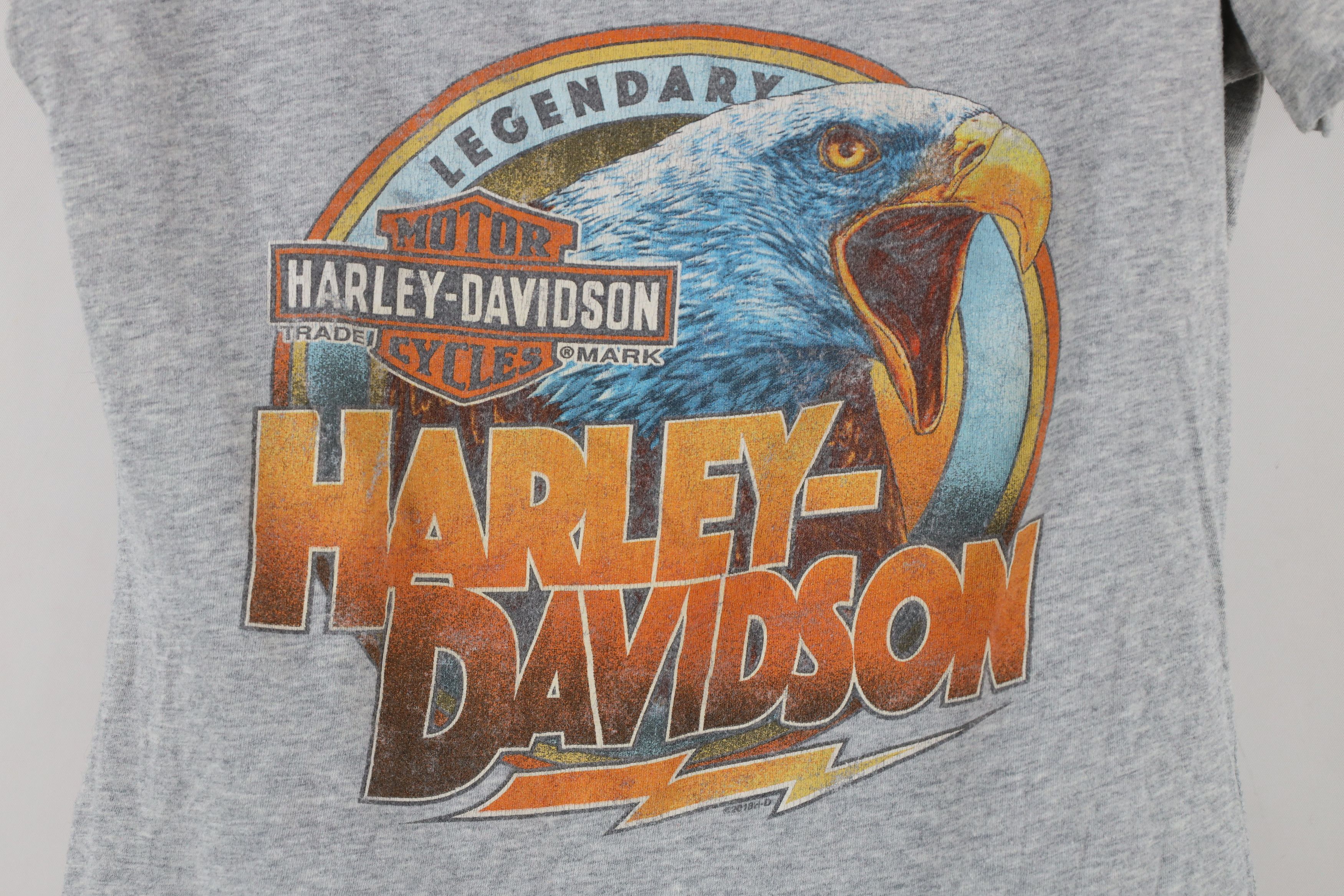 Harley Davidson × Vintage Y2K Harley Davidson Spell Eagle Lightning Bolt T-Shirt Gray Size L / US 10 / IT 46 - 4 Thumbnail