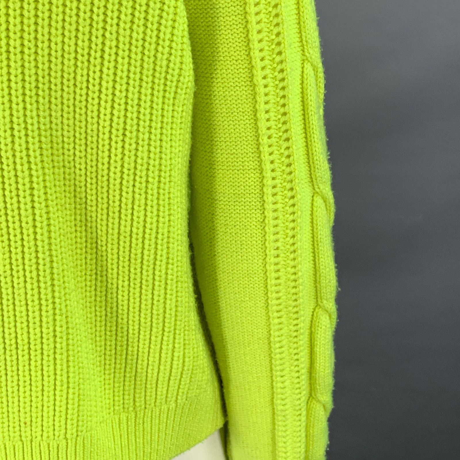Alice + Olivia L Yellow Neon Wool Blend Cable Knit Turtleneck Sweater Size L / US 10 / IT 46 - 5 Thumbnail