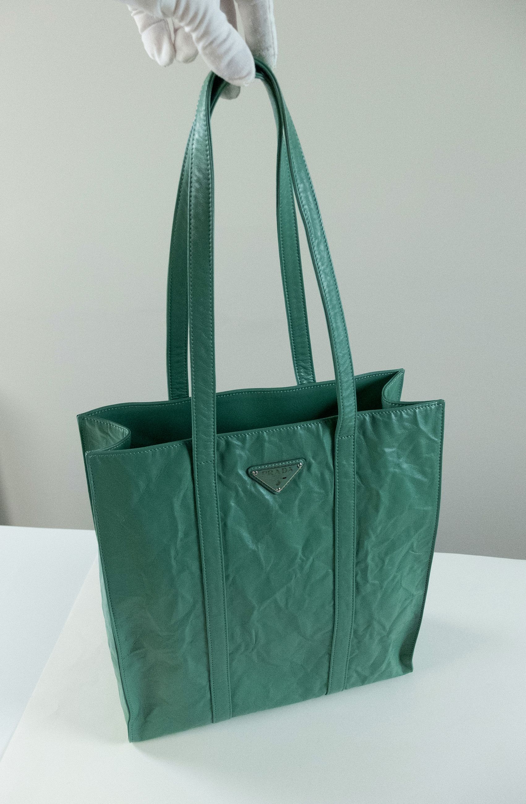 Prada PRADA sage green wrinkled effect antique nappa leather tote Size ONE SIZE - 8 Thumbnail