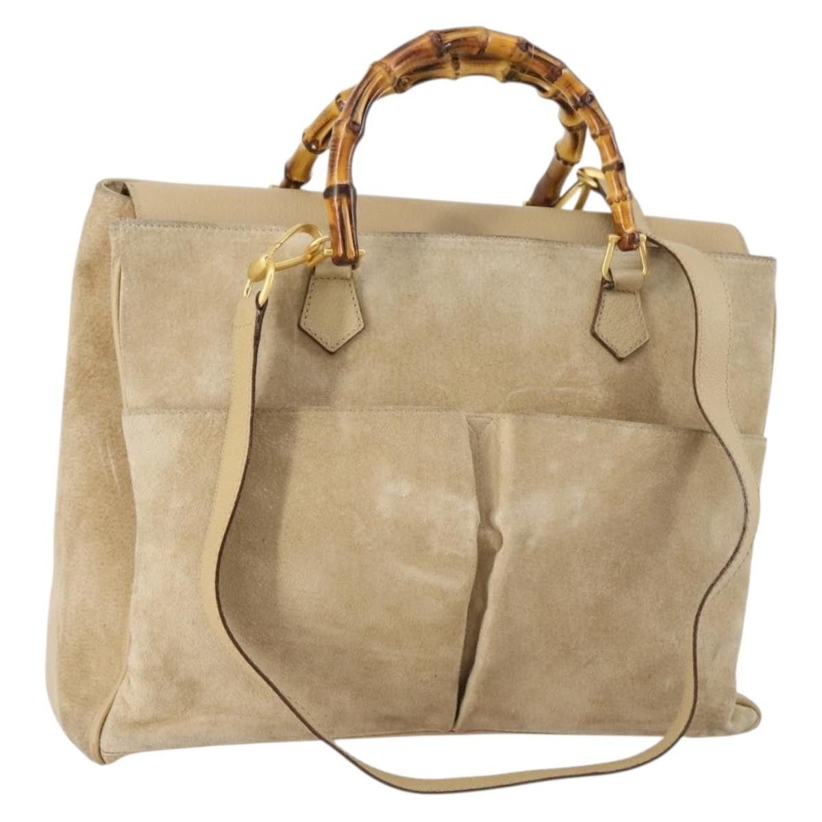 Gucci Gucci Vintage Bamboo Handle Bag Suede Size ONE SIZE - 1 Thumbnail