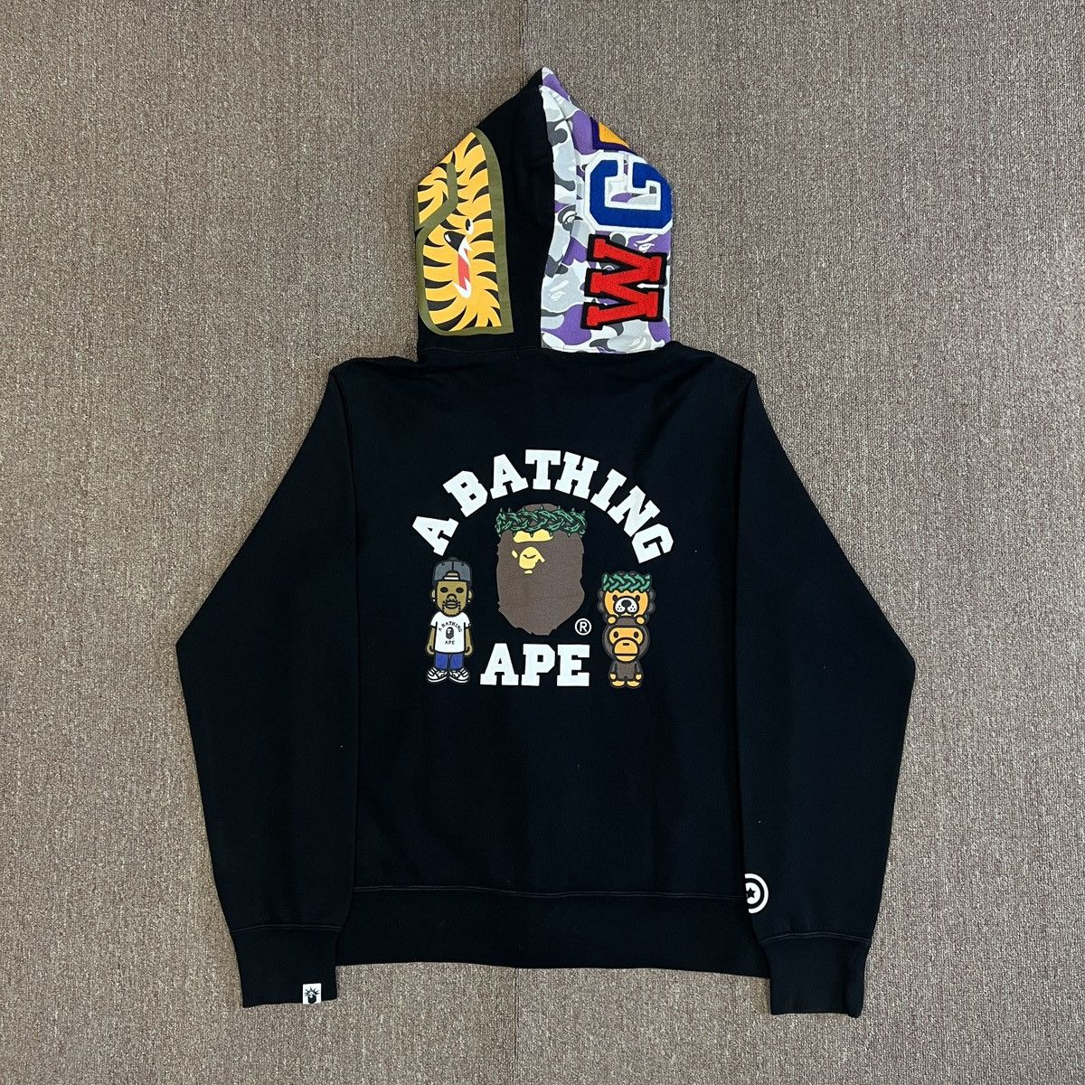 image of Bape Ny Store 10Th Anniversary X Big Sean Shark Hoodie in Black, Men's (Size Large)
