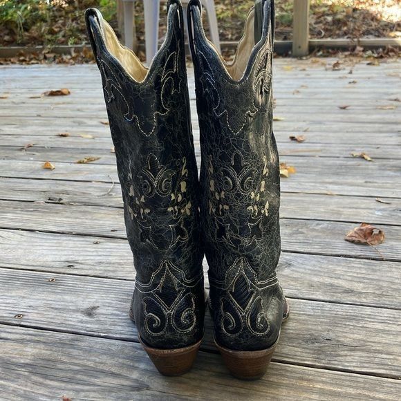 Corral Corral Vintage Black Goat Leather Snake Western Cowboy Cowgi Size US 9 / IT 39 - 7 Thumbnail