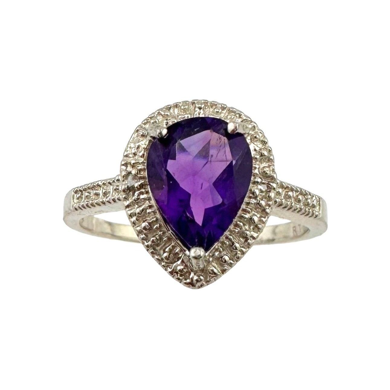 image of 2.24 Carat Natural Amethyst Ring Size 8.25 - Sterling Silver in Purple, Women's
