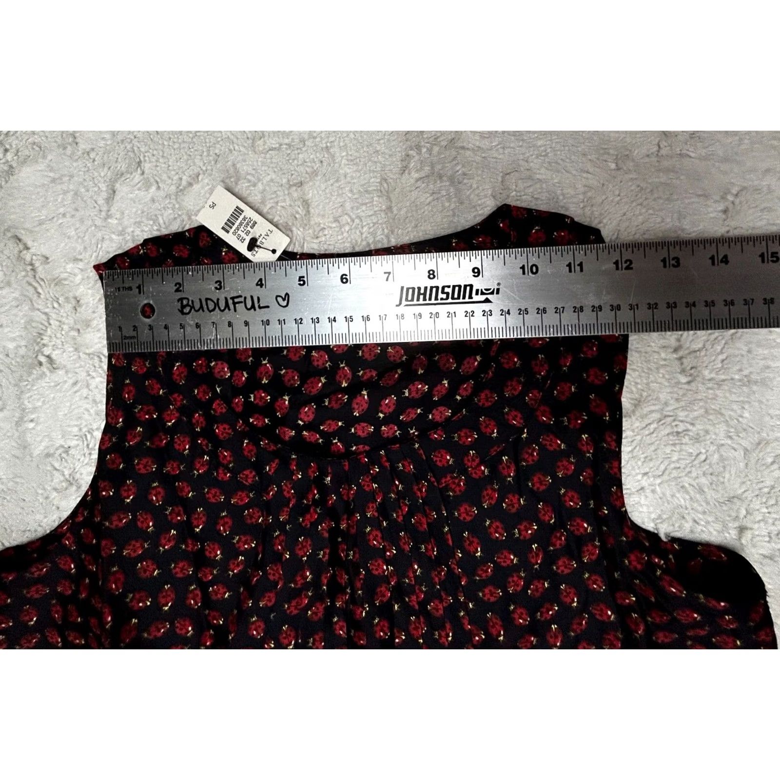 Talbots Talbots Blouse Shirt Sleeveless Silk Pleated Neck PS Women Blue Red Ladybug Pattern Size S / US 4 / IT 40 - 5 Thumbnail