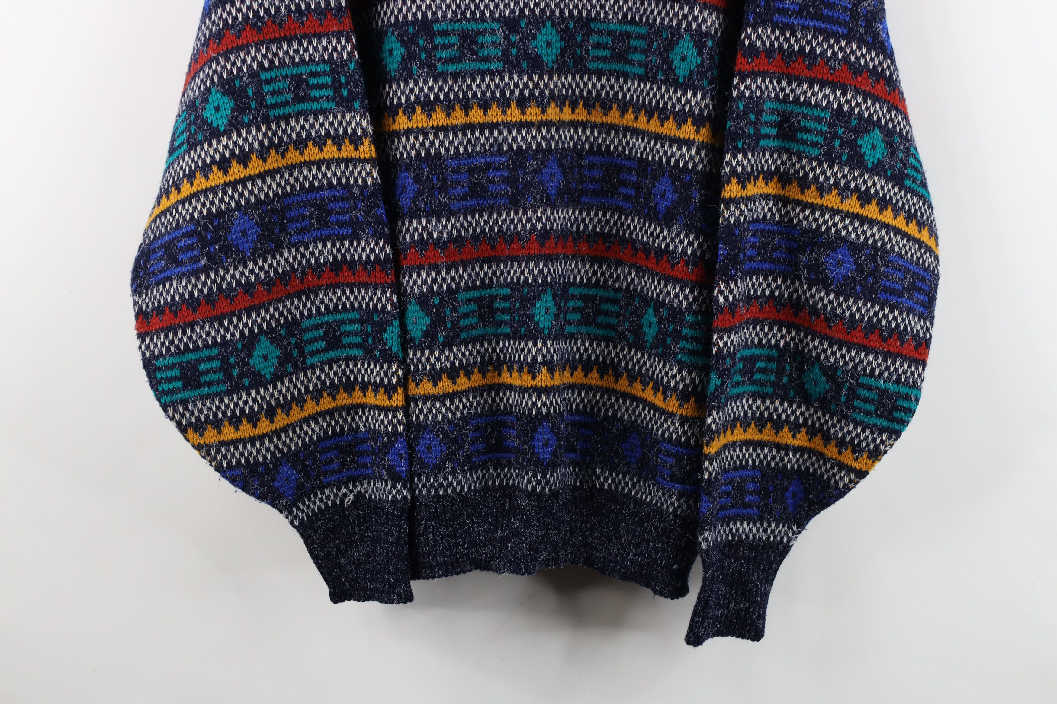 Vintage Vintage 90s Streetwear Geometric Knit Crewneck Sweater Size US L / EU 52-54 / 3 - 3 Thumbnail