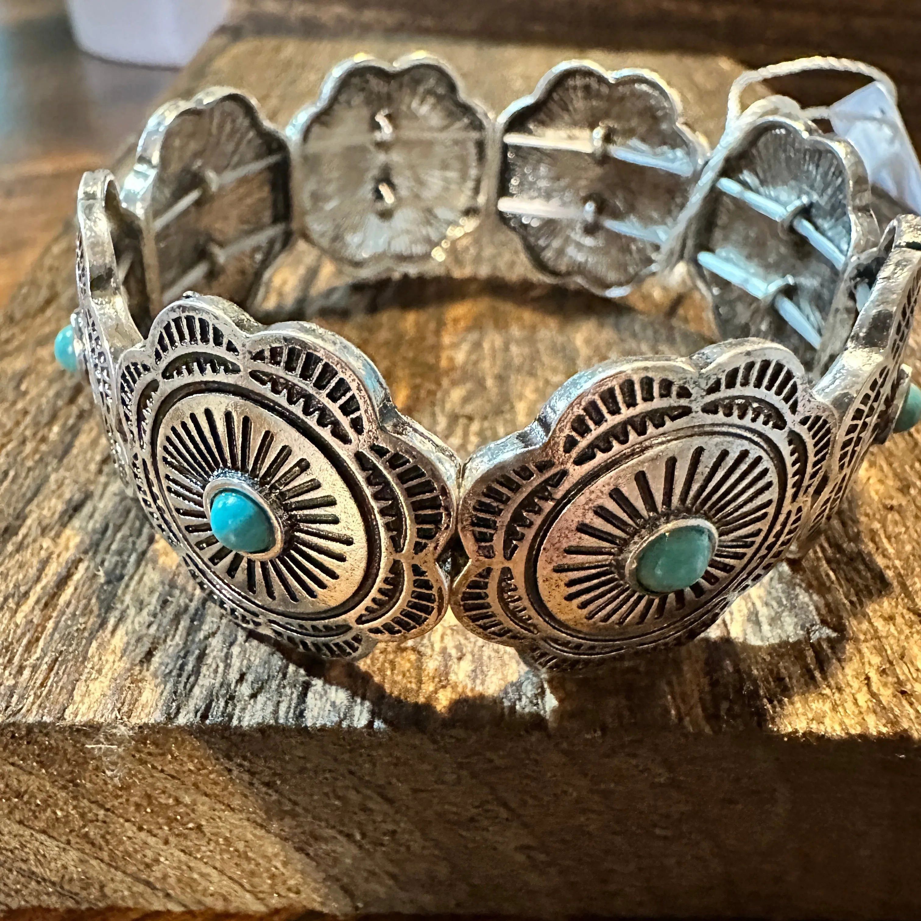 Other Handcrafted Boho Cowgirl Bracelet, Western Turquoise Floral Size ONE SIZE - 2 Thumbnail