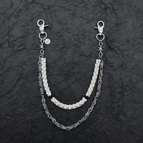 Jewelry Double Layered Steel Gemstone White Turquoise Wallet Chain Size ONE SIZE - 5 Thumbnail