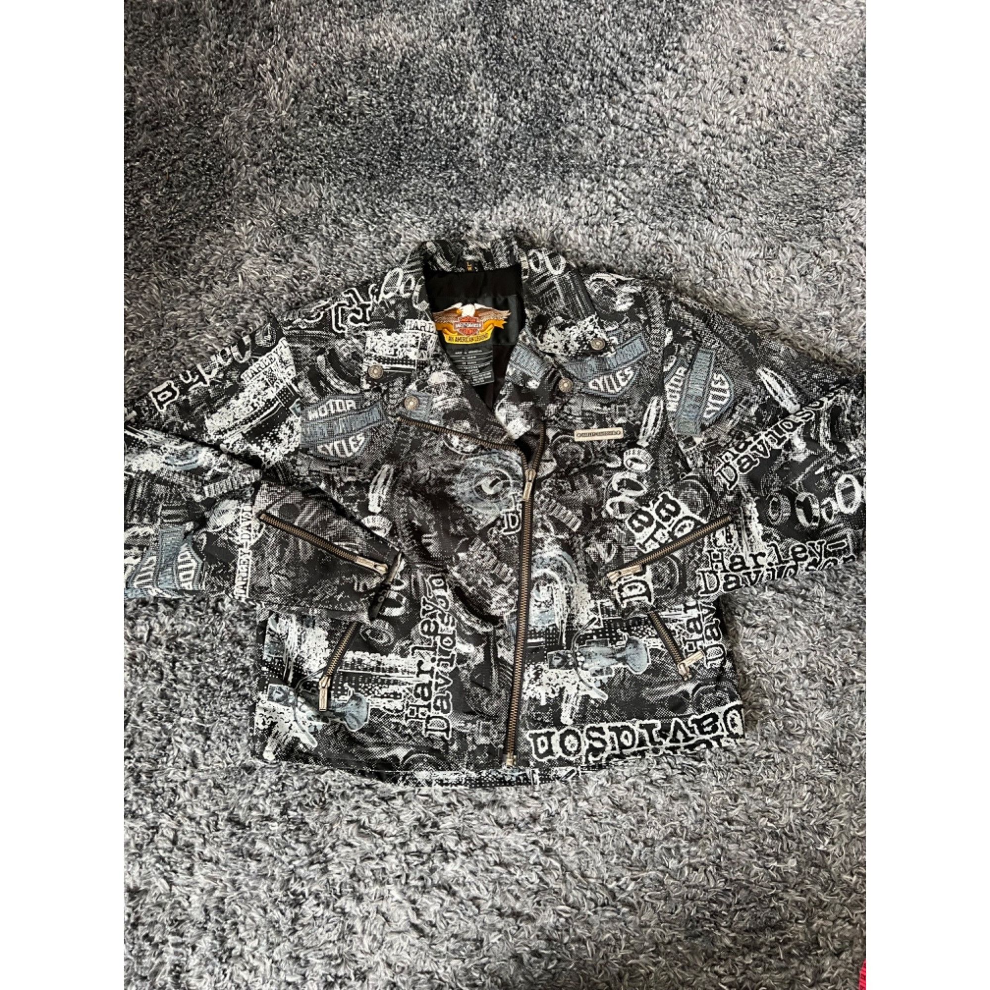 image of Harley Davidson Women’S Grey Graphic Full Zip Jacket, Women's (Size Medium)