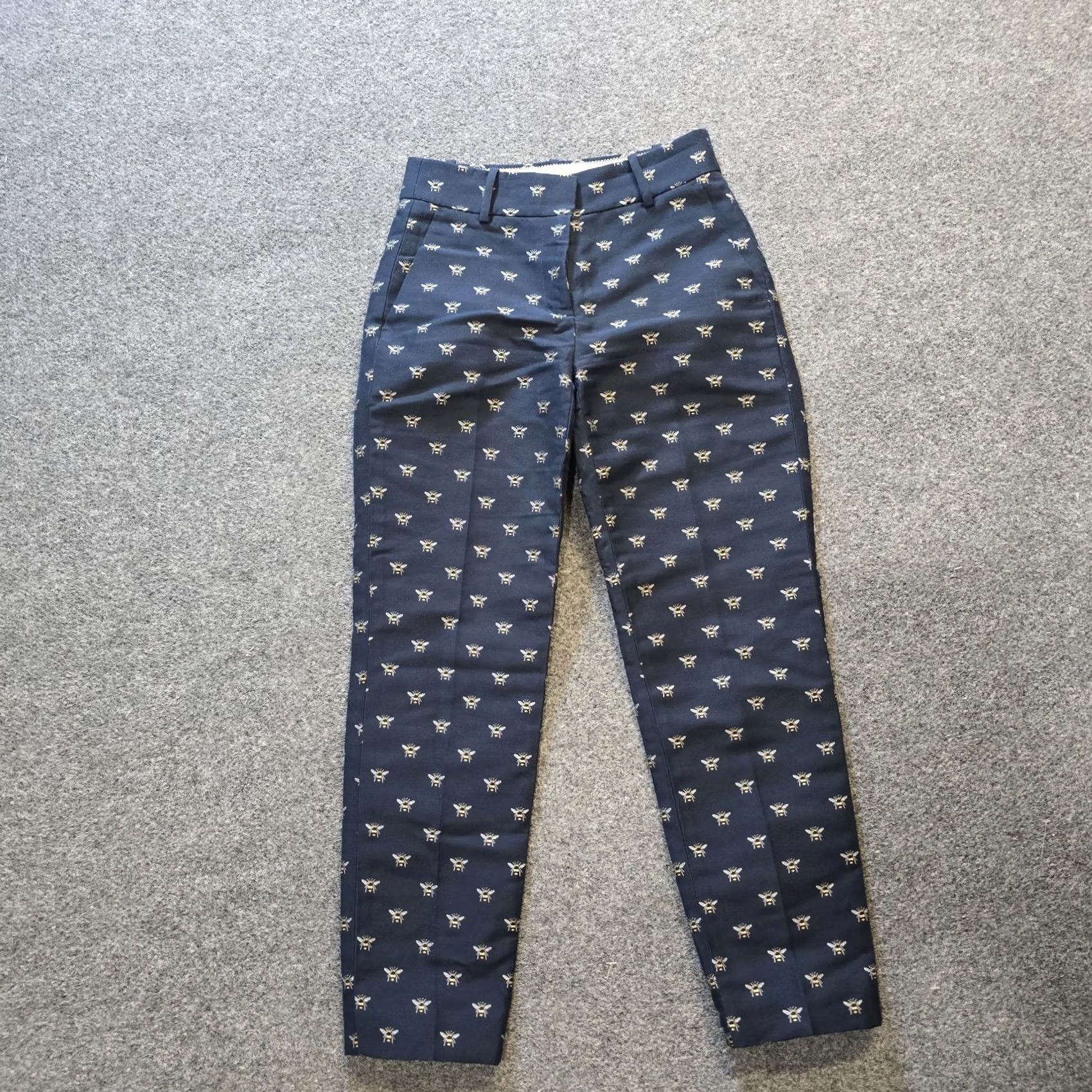 J.Crew J.CREW Pants Womens Size 00 Blue Bee Bumblebee Chino Flat Front Whimsy Career Pants Chino Regular 26.5in Inseam Womens Size 24" / US 00 / IT 34 - 2 Thumbnail