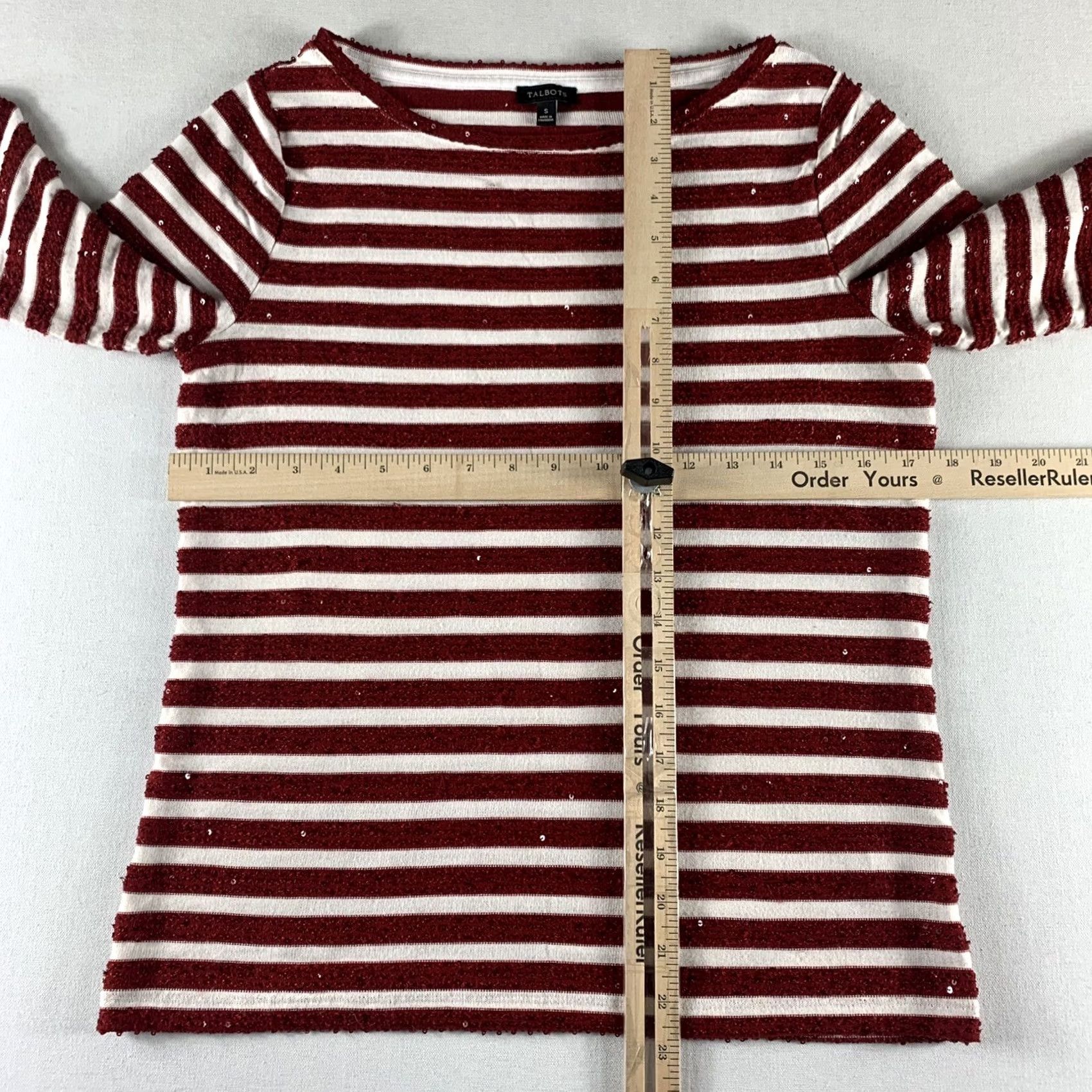 Talbots TALBOTS Blouse Womens Small Red White Striped Long Sleeve Polyester Rayon Size S / US 4 / IT 40 - 4 Thumbnail