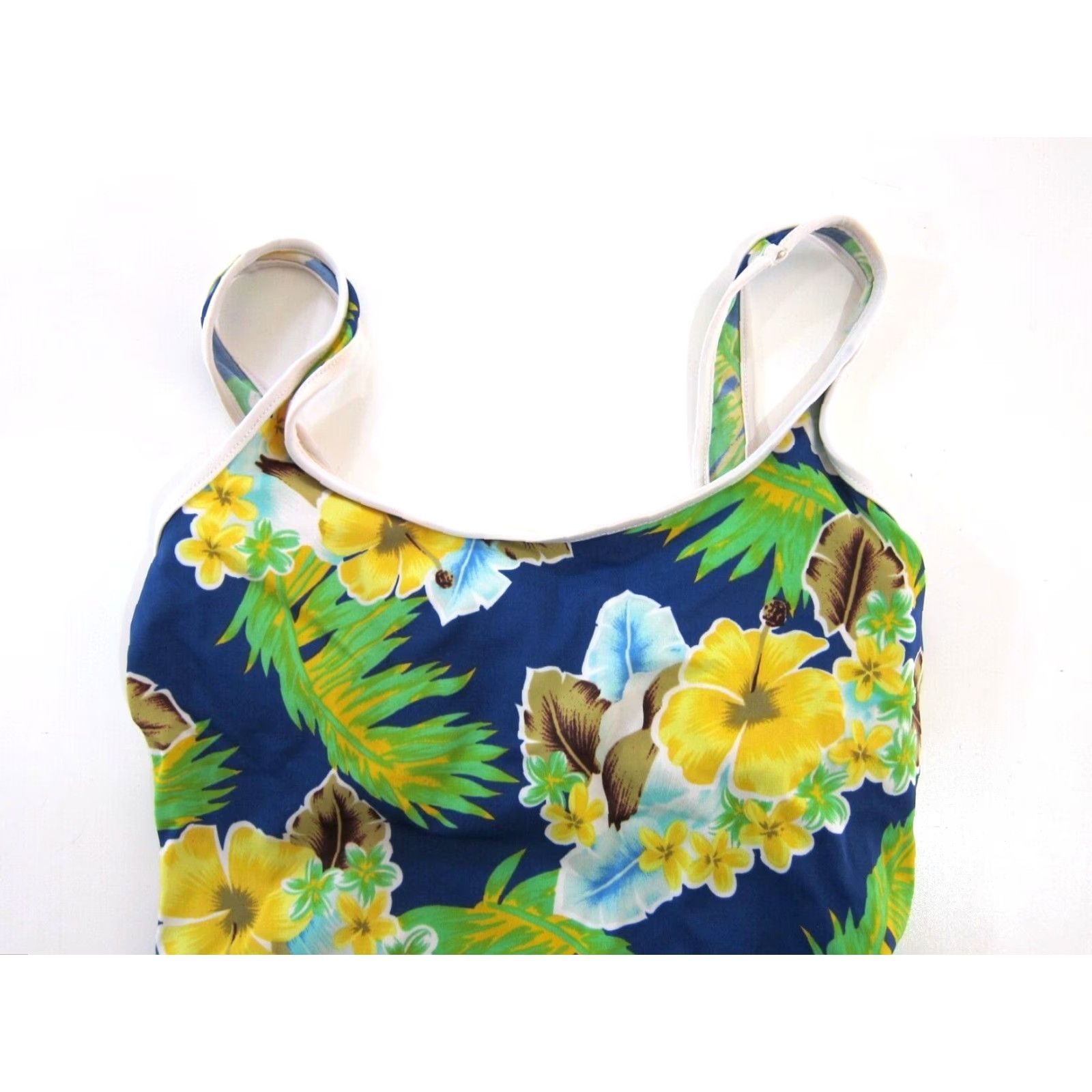 Vintage VINTAGE Cazimi Tankini Top Women 10 Blue Floral Built In Bra High Neck Swim Team NY? Size L / US 10 / IT 46 - 3 Thumbnail