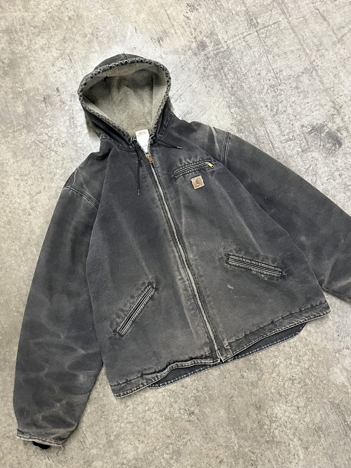Carhartt × Vintage Carhartt sun faded Detroit style hooded Sherpa lined jacket Size US XXL / EU 58 / 5 - 3 Thumbnail