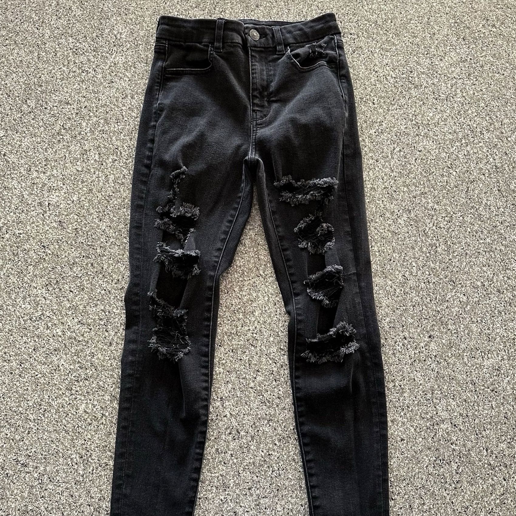 American Eagle Outfitters American Eagle Outfitters Jegging Black High Rise Distressed 4 26x26 Womens Jeans Size 26" / US 2 / IT 38 - 2 Thumbnail