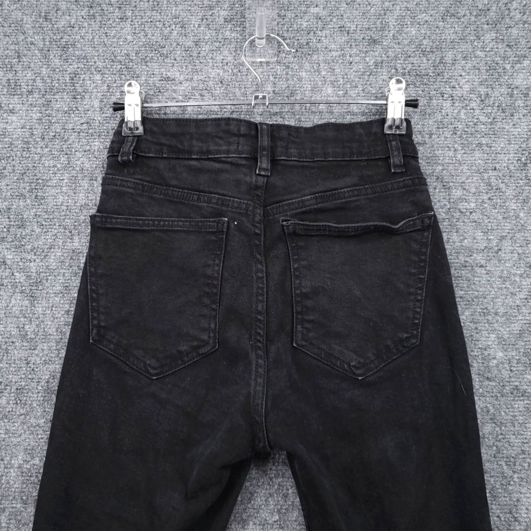 Zara Zara Jeans Womens 4 Mid-Rise Straight Distressed Hem 5-Pocket Dark Black Denim Size 27" / US 4 / IT 40 - 5 Thumbnail