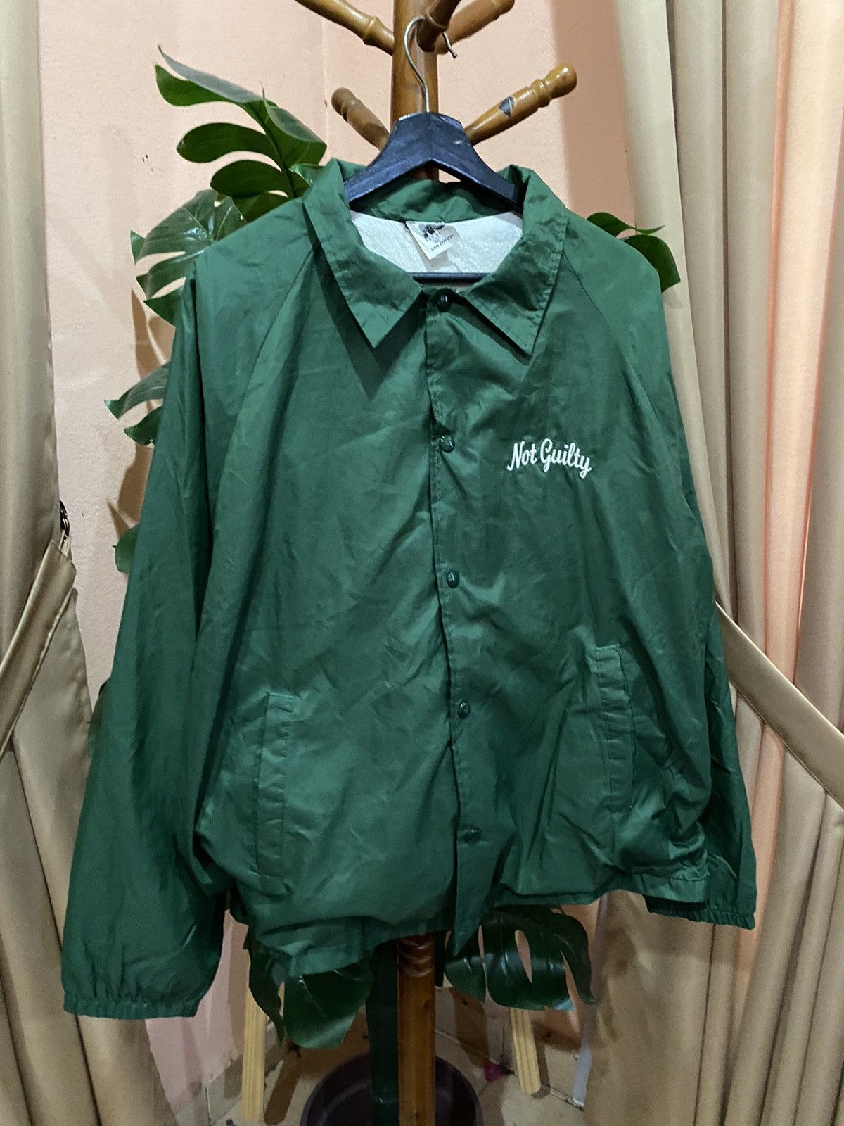 Vintage Vintage “Not Guilty” Green Cotton Jacket Statement Wear Size US XL / EU 56 / 4 - 6 Thumbnail