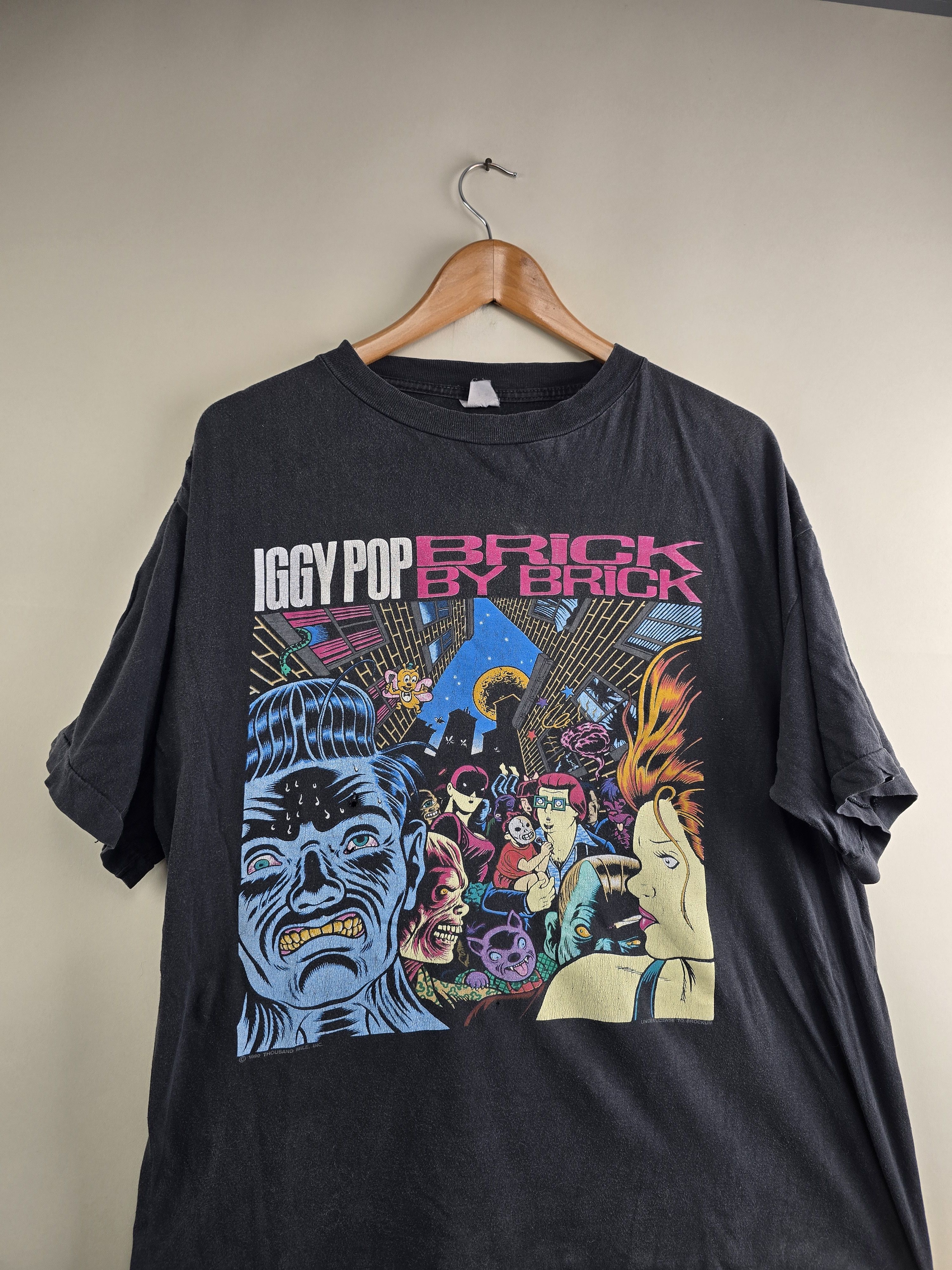 Band Tees × Vintage 1990 Iggy Pop Brick by brick Charles Burns XL