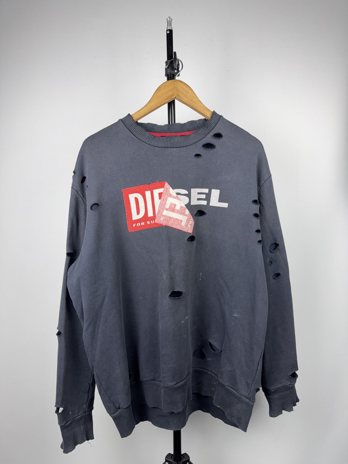 Diesel Diesel Big Logo Distressed Logo Destroyed Grunge Sweatshirt Size US M / EU 48-50 / 2 - 1 Thumbnail