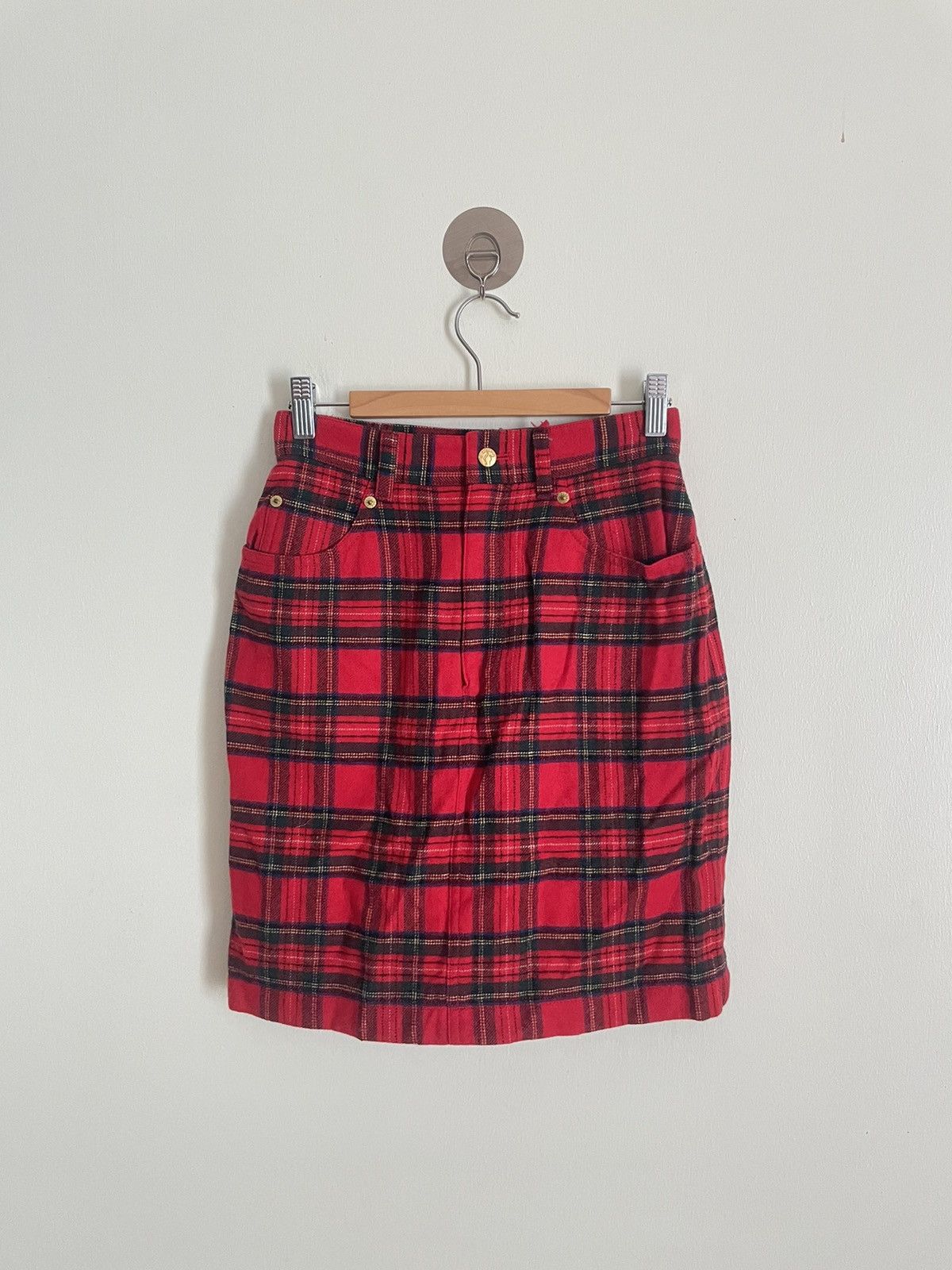 image of Junko Shimada Checkers Pattern Skirt in Black/Red, Women's (Size 24)