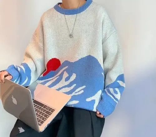 image of Vintage Trendy Mountain Knitwear Jumper Sweatshirt in Mix, Men's (Size Large)