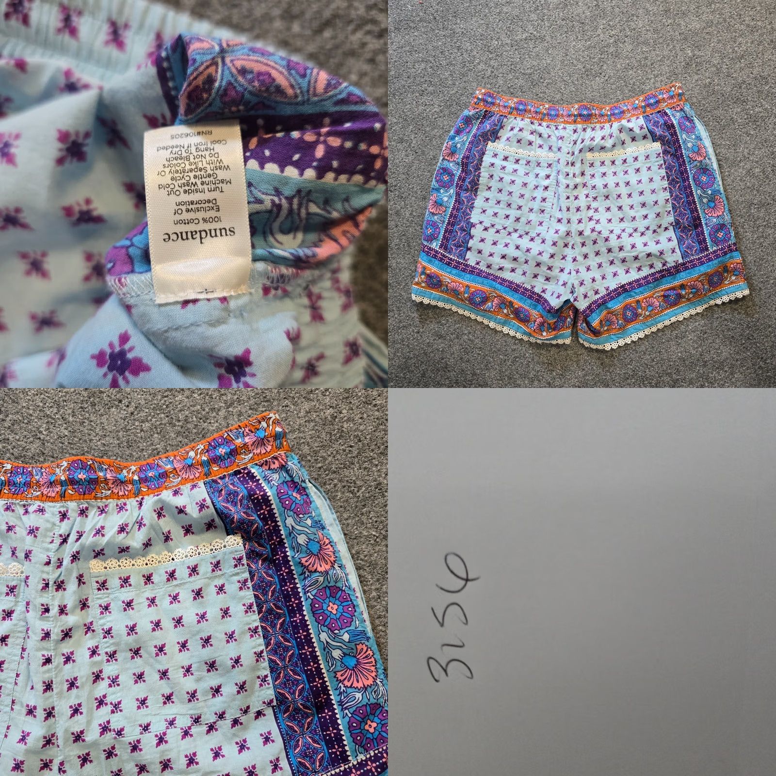 Vintage Sundance Shorts Womens Medium Blue Kalini Floral Bandana 5 Inch Boho Casual Shorts Shirt Dress Size 32" / US 10 / IT 46 - 8 Thumbnail