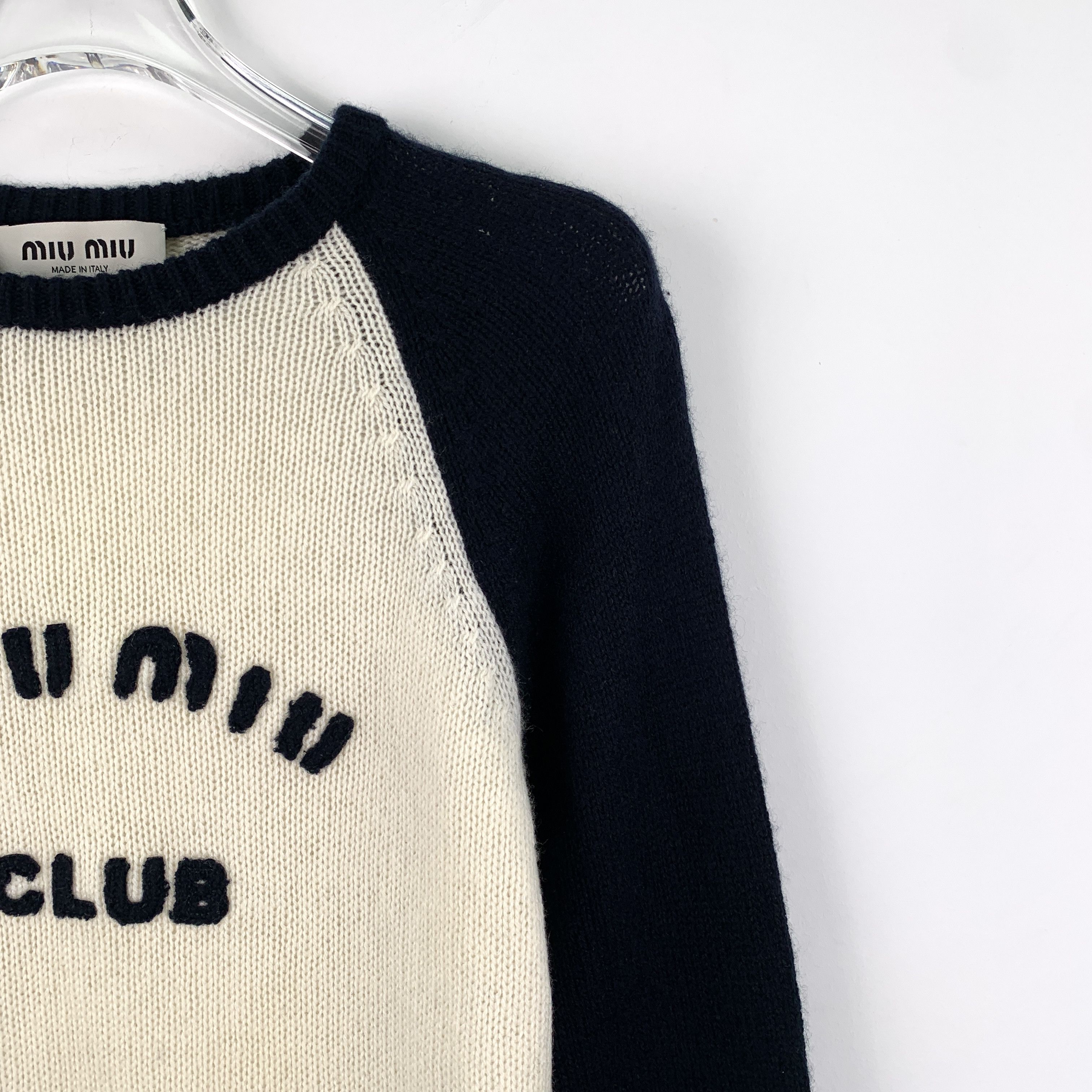 Miu Miu Miu Miu Sweater – Colorblock Logo Wool (Size 42) Size M / US 6-8 / IT 42-44 - 7 Thumbnail