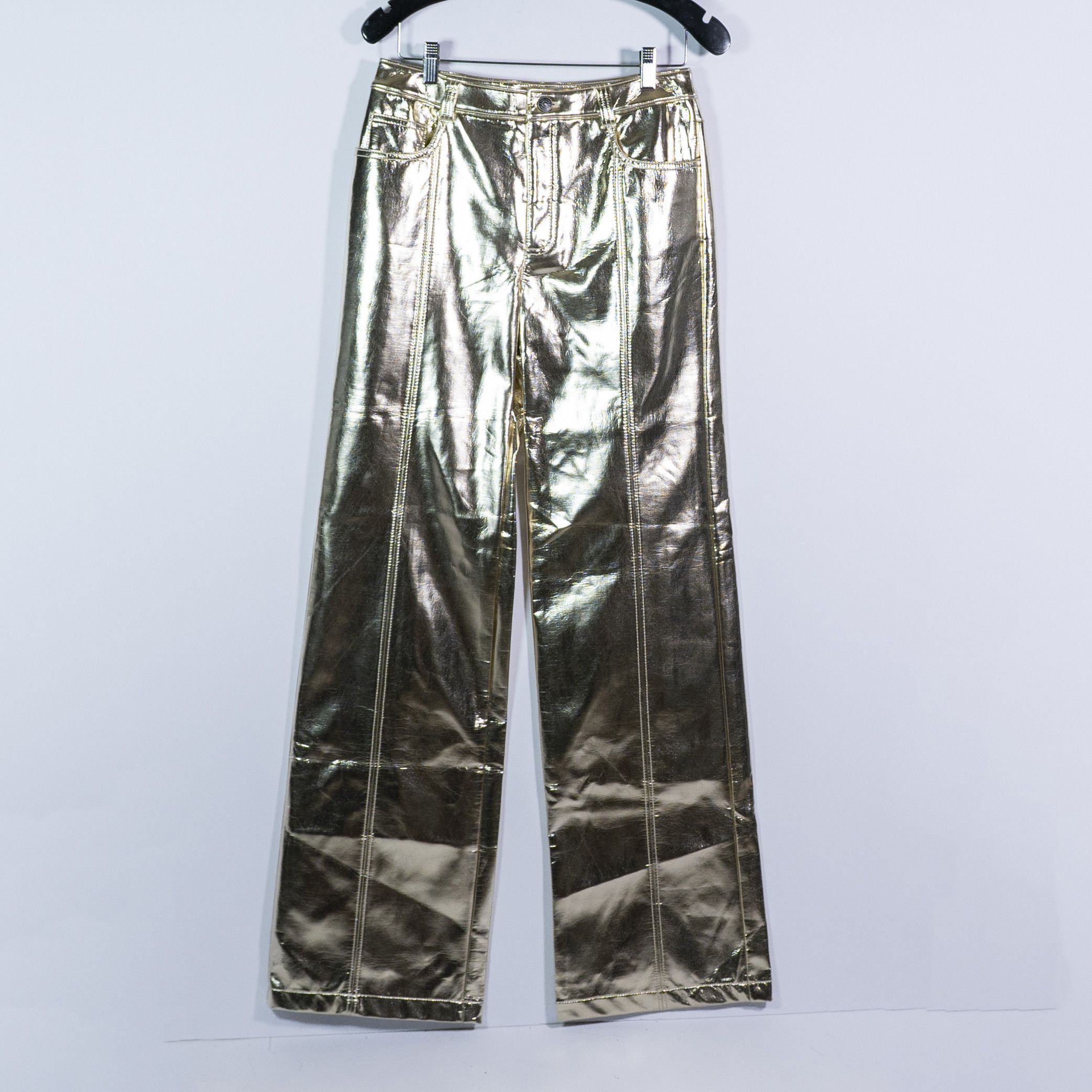 Cinq a Sept NEW Cinq A Sept Francine Metallic Gold Faux Size 28" / US 6 / IT 42 - 1 Thumbnail